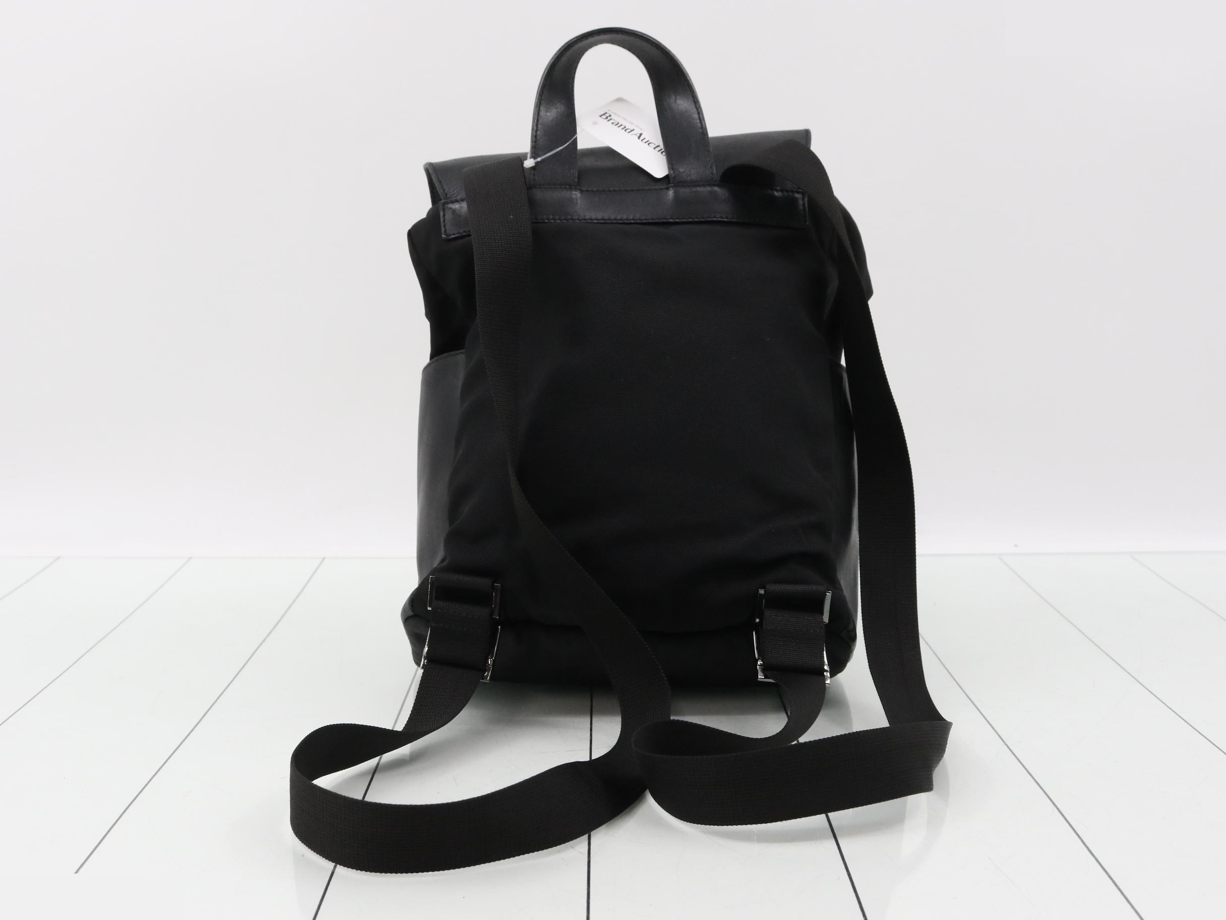 Leather and nylon combination backpack — view 2