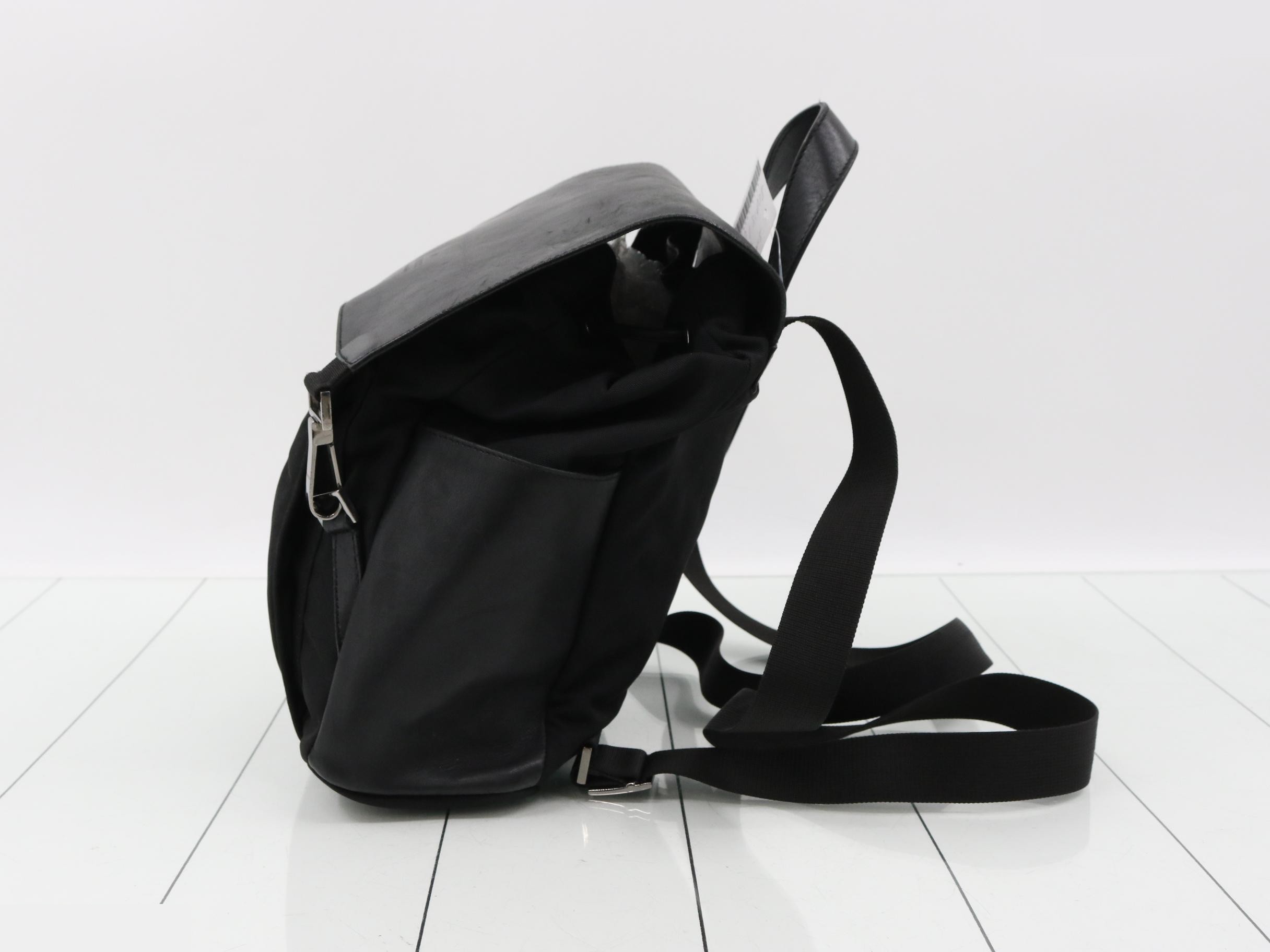 Leather and nylon combination backpack — view 3