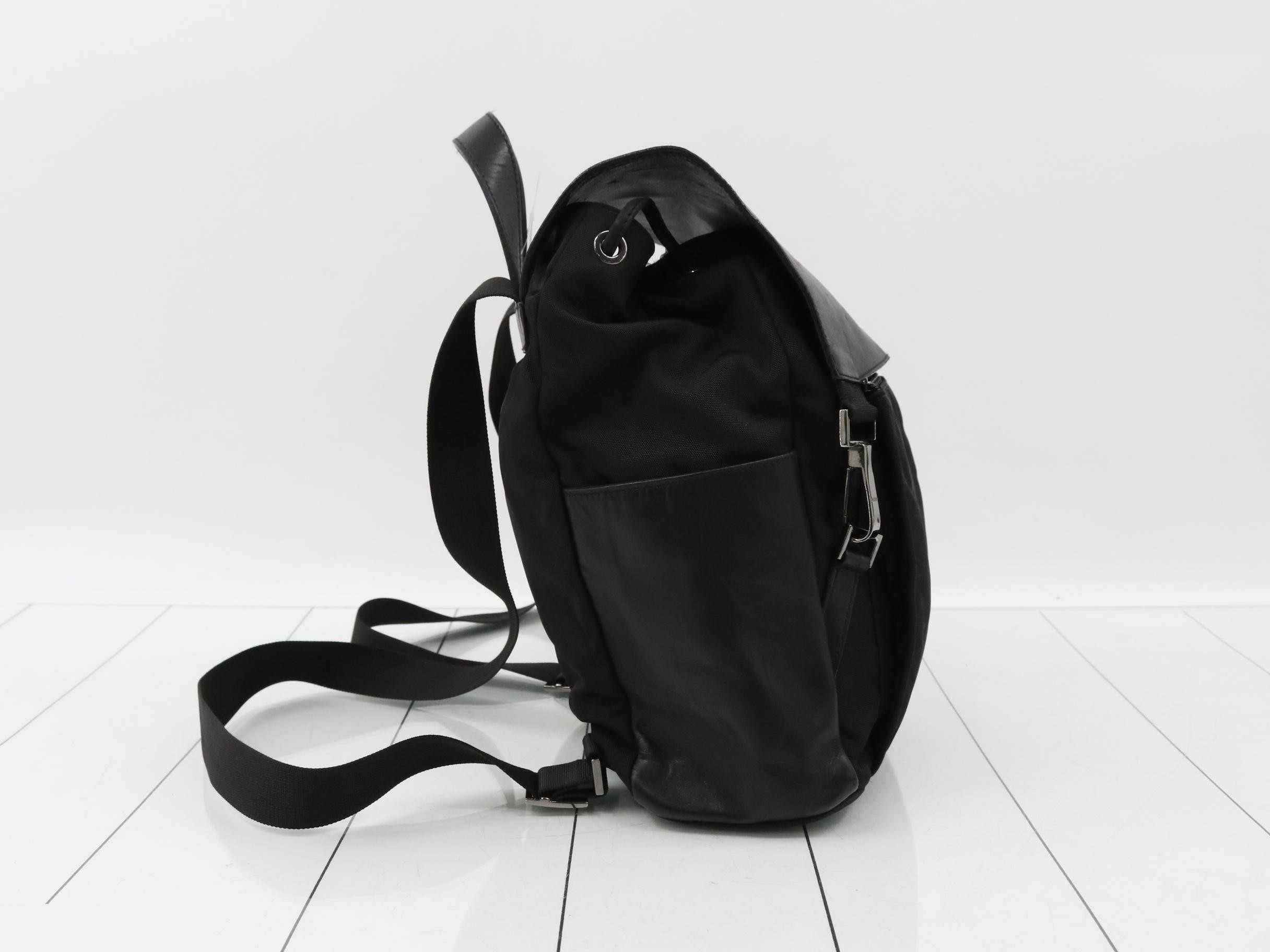 Leather and nylon combination backpack — view 4