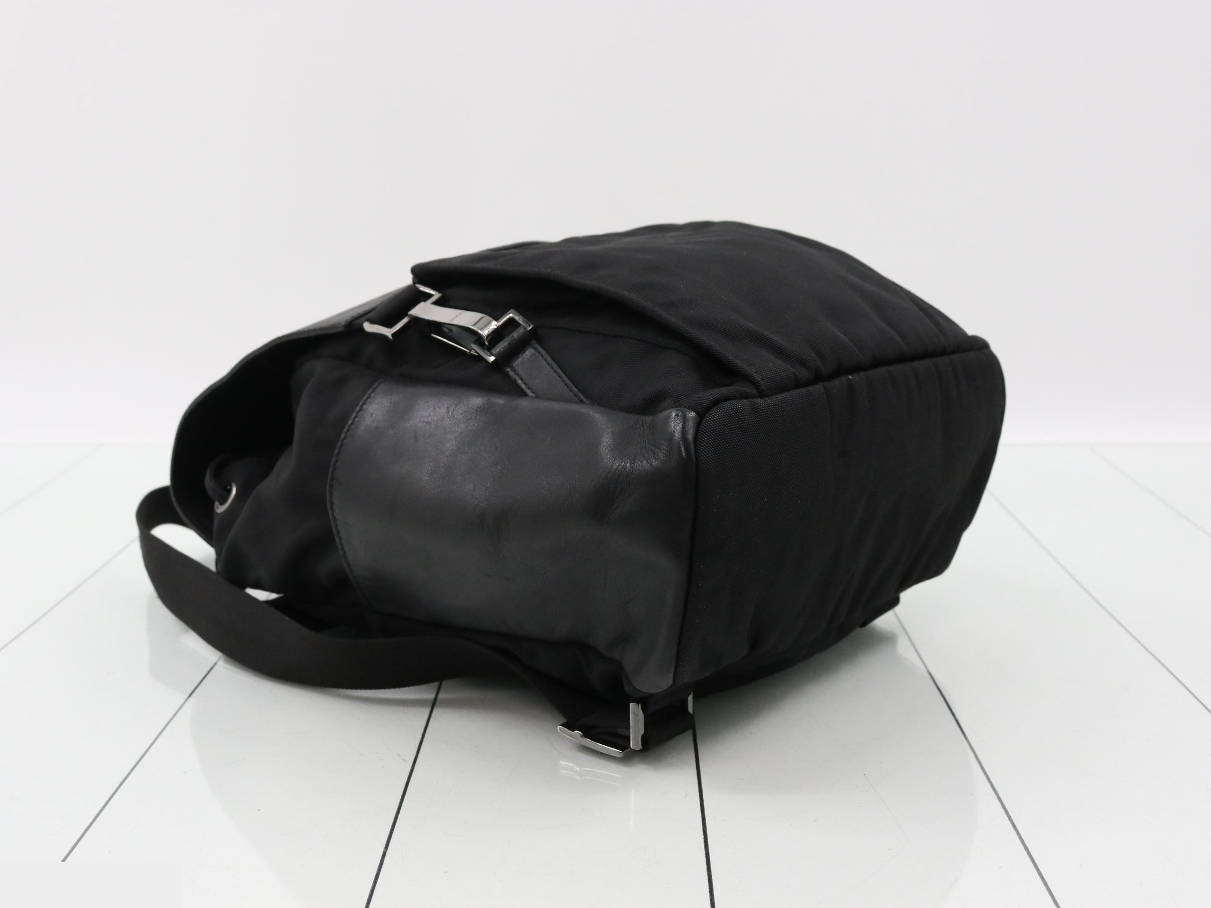 Leather and nylon combination backpack — view 5