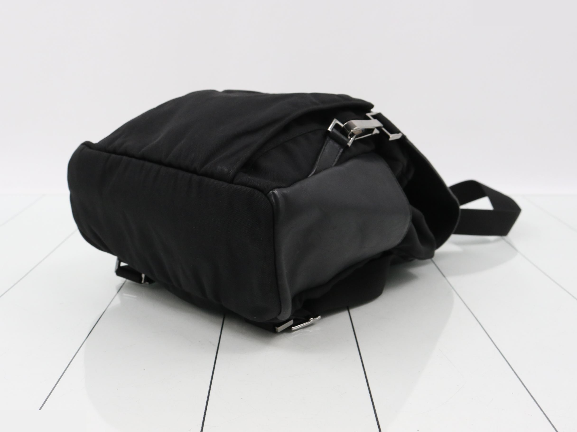 Leather and nylon combination backpack — view 6