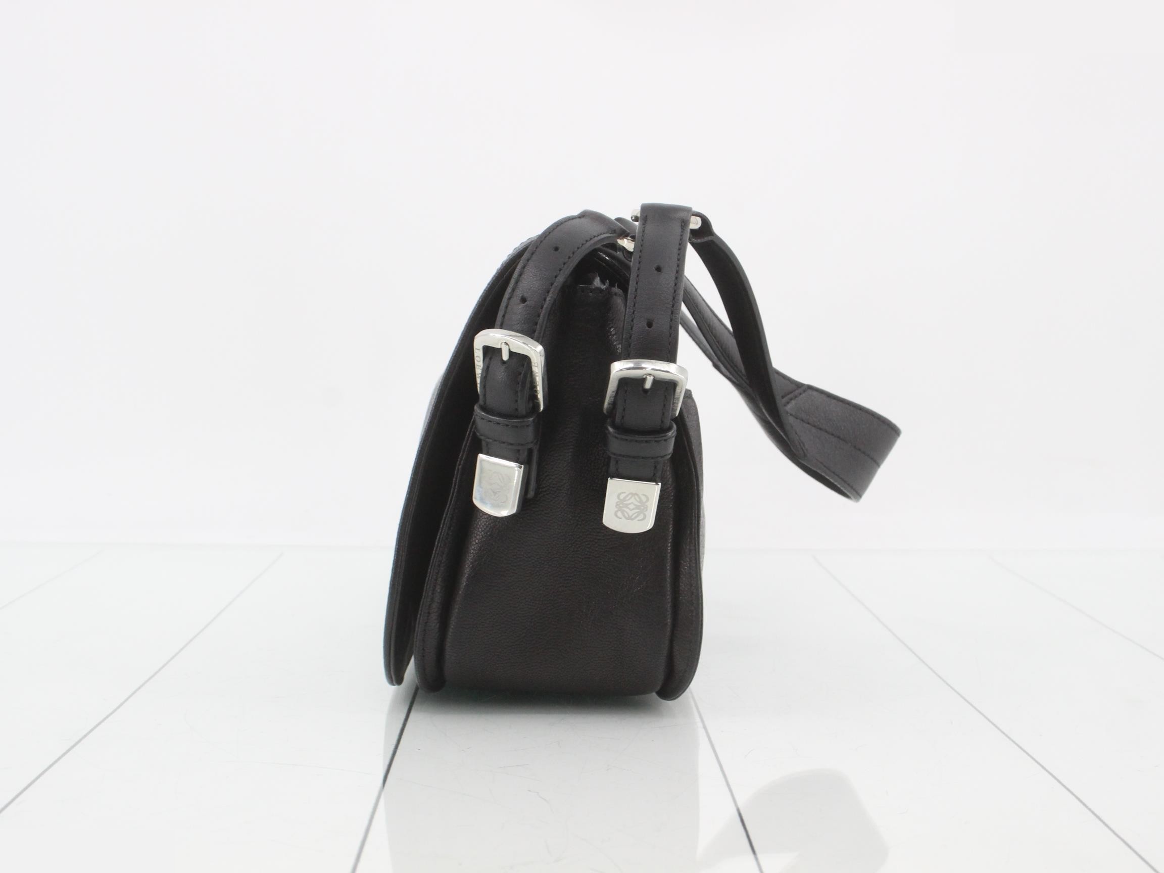 Anagram Studded Shoulder Bag, W: 30 x H: 15 x D: 8 cm, Black — view 3