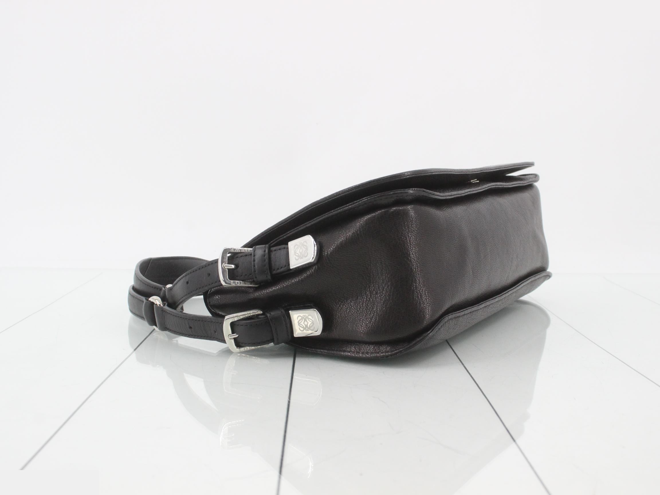 Anagram Studded Shoulder Bag, W: 30 x H: 15 x D: 8 cm, Black — view 5