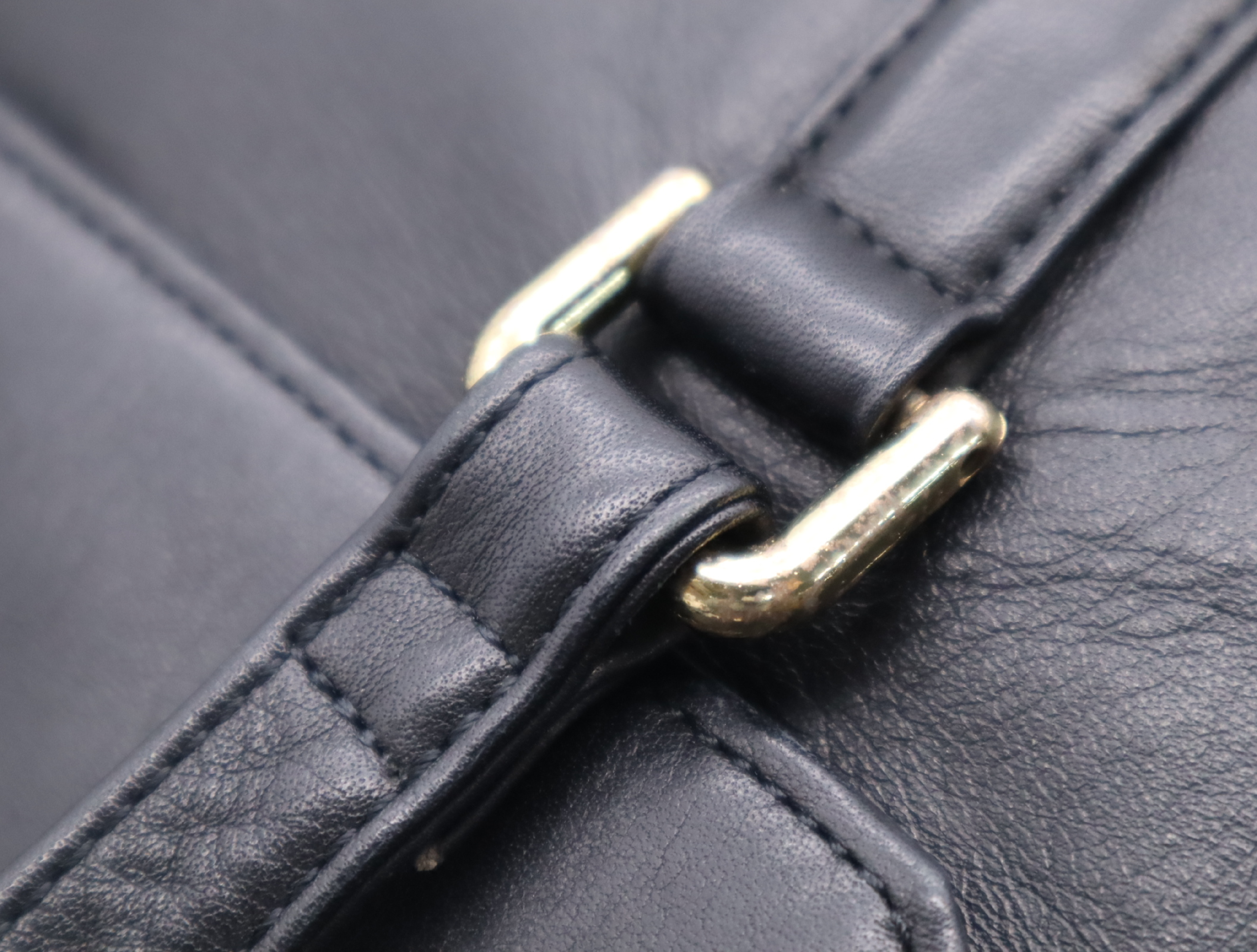 Leather Logo Shoulder Bag, Black with Gold Hardware — view 10