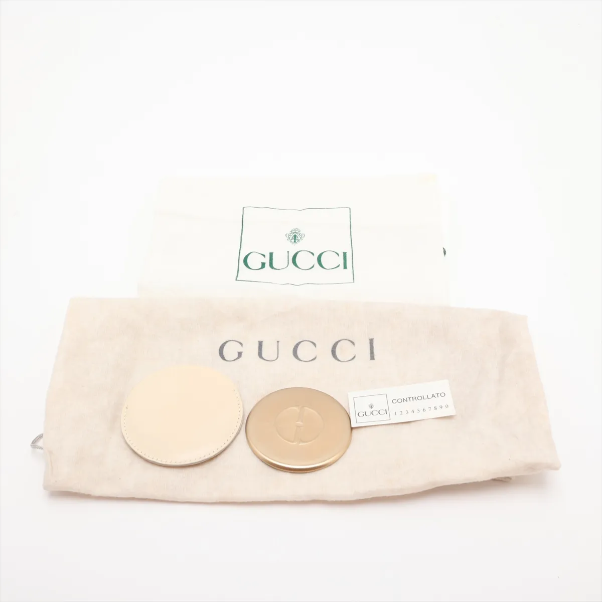 Old Gucci Bamboo Leather 2-Way Handbag, Beige, with Mirror — view 12