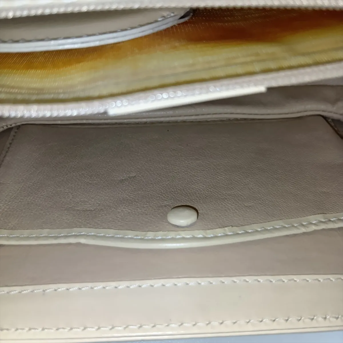 Old Gucci Bamboo Leather 2-Way Handbag, Beige, with Mirror — view 14