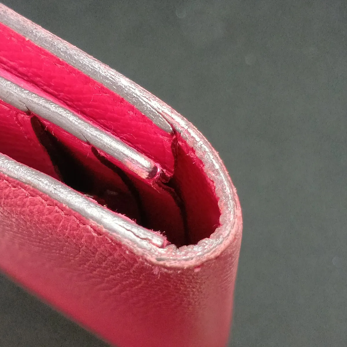 Bearn Soufflé Veau Epsom Long Wallet Rose Extreme Silver Hardware D:2019 — view 12