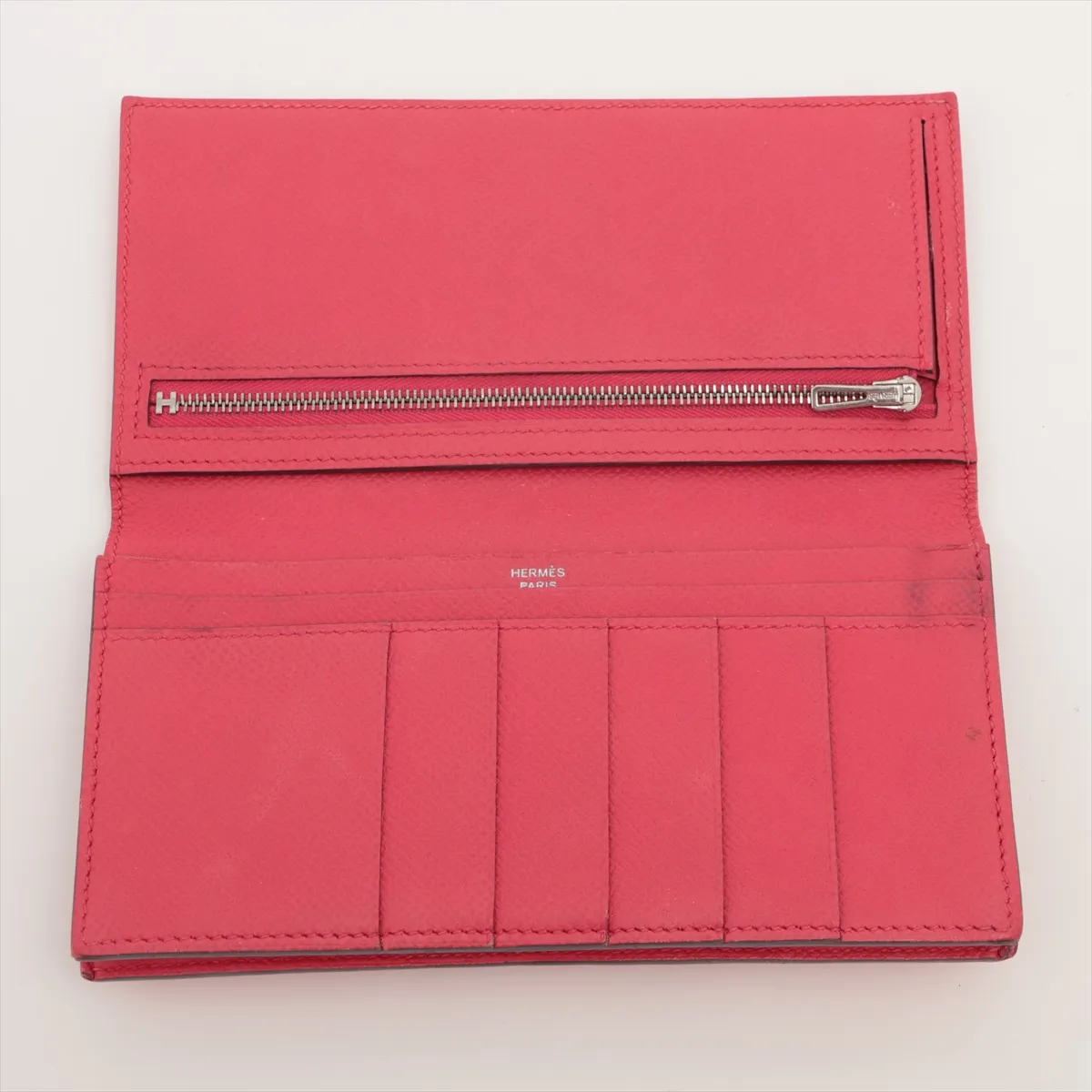 Bearn Soufflé Veau Epsom Long Wallet Rose Extreme Silver Hardware D:2019 — view 3
