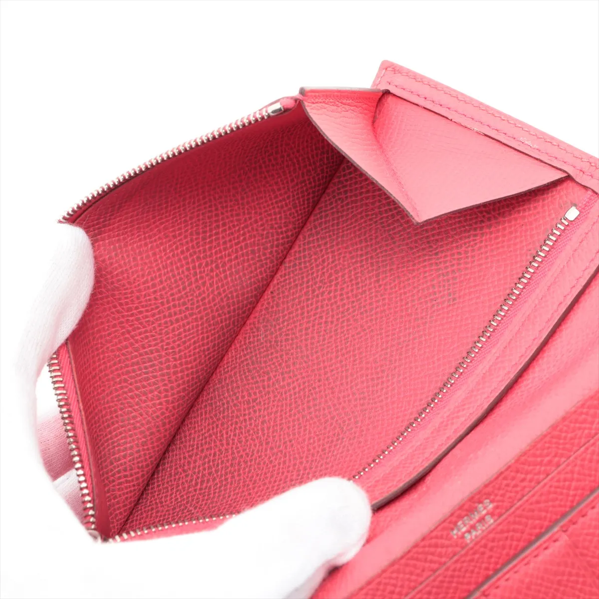 Bearn Soufflé Veau Epsom Long Wallet Rose Extreme Silver Hardware D:2019 — view 8