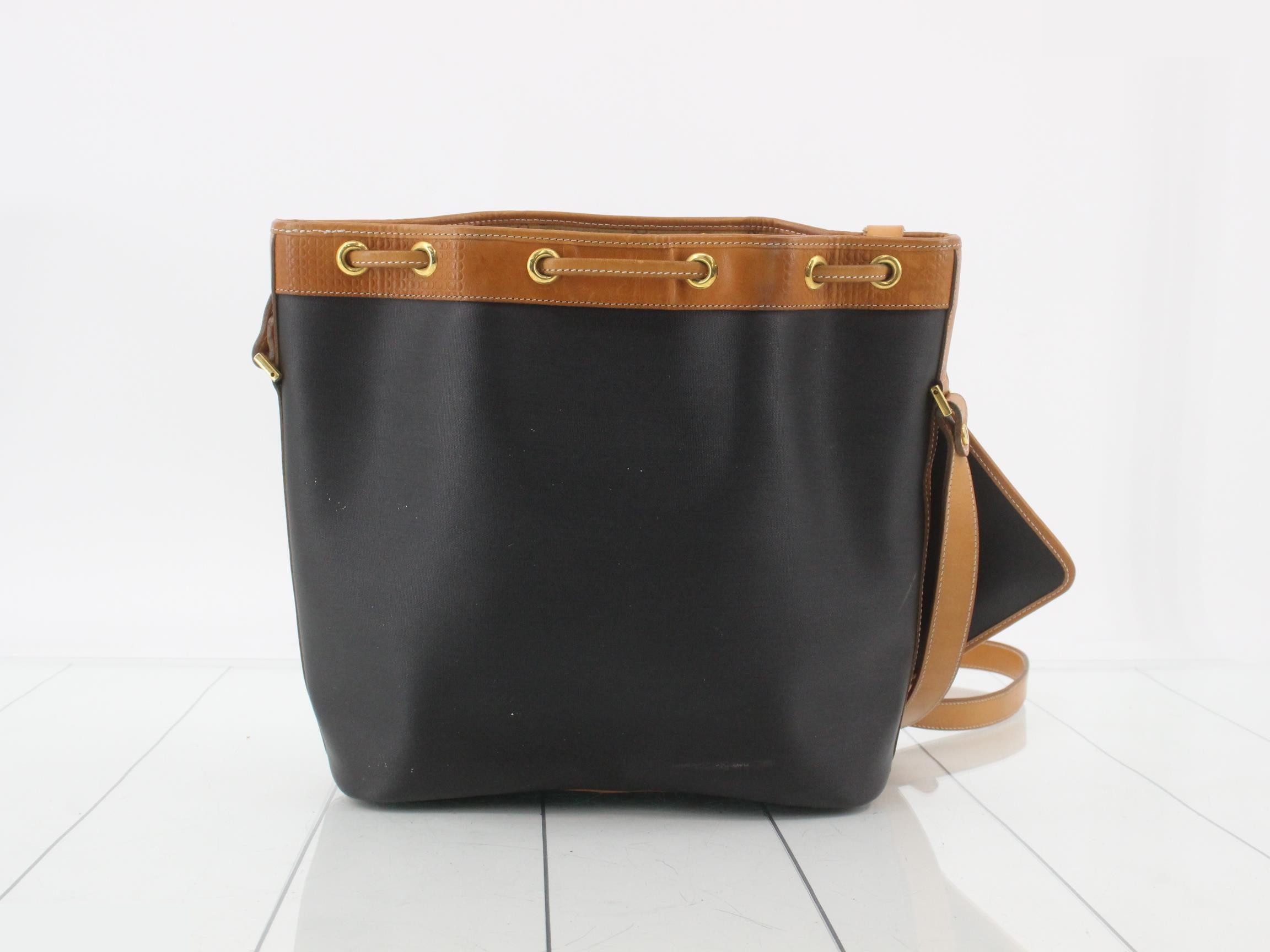 Shoulder bag PVC black x brown — view 2