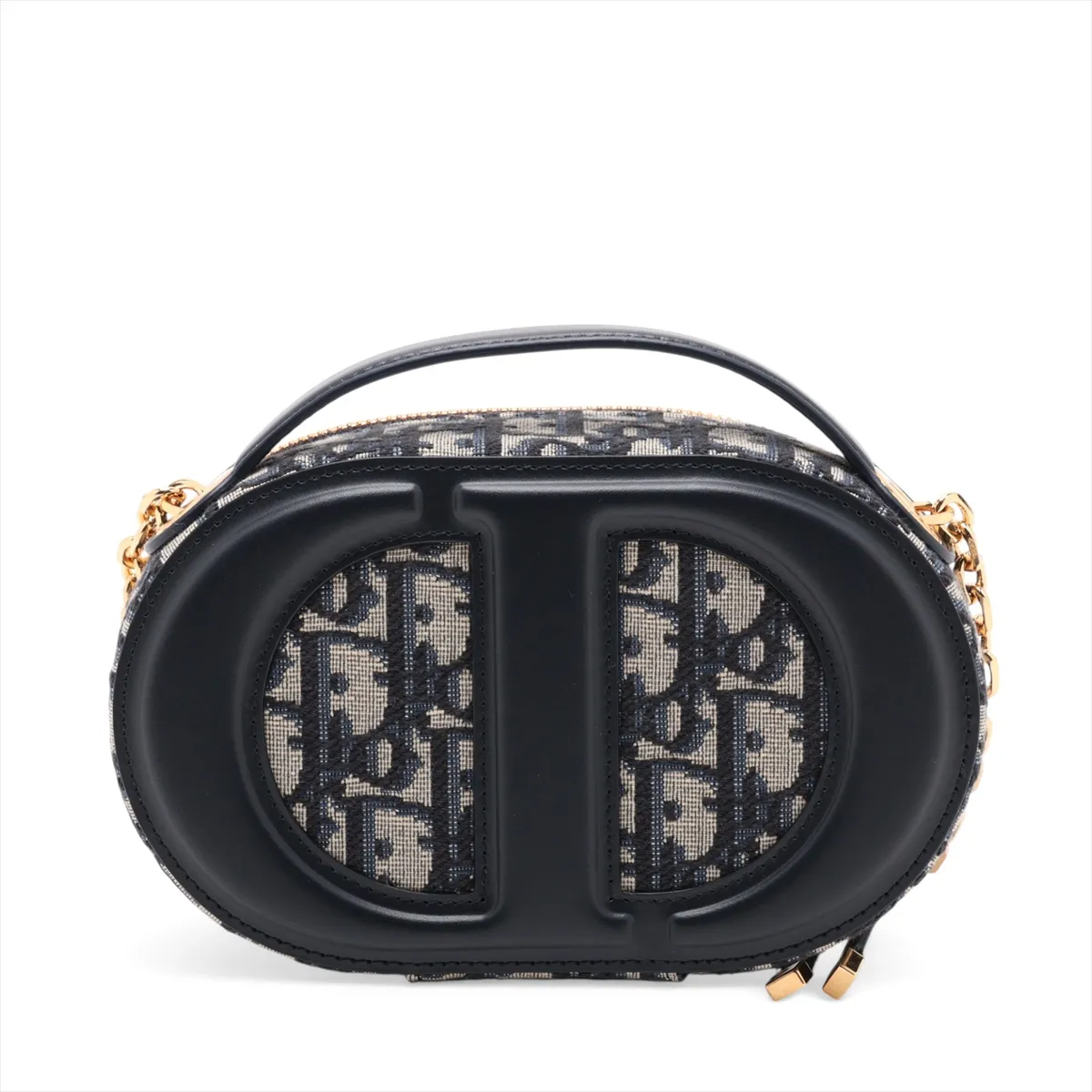 Oblique Oval Camera Bag, Canvas x Leather, 2-Way Handbag, Navy — view 2