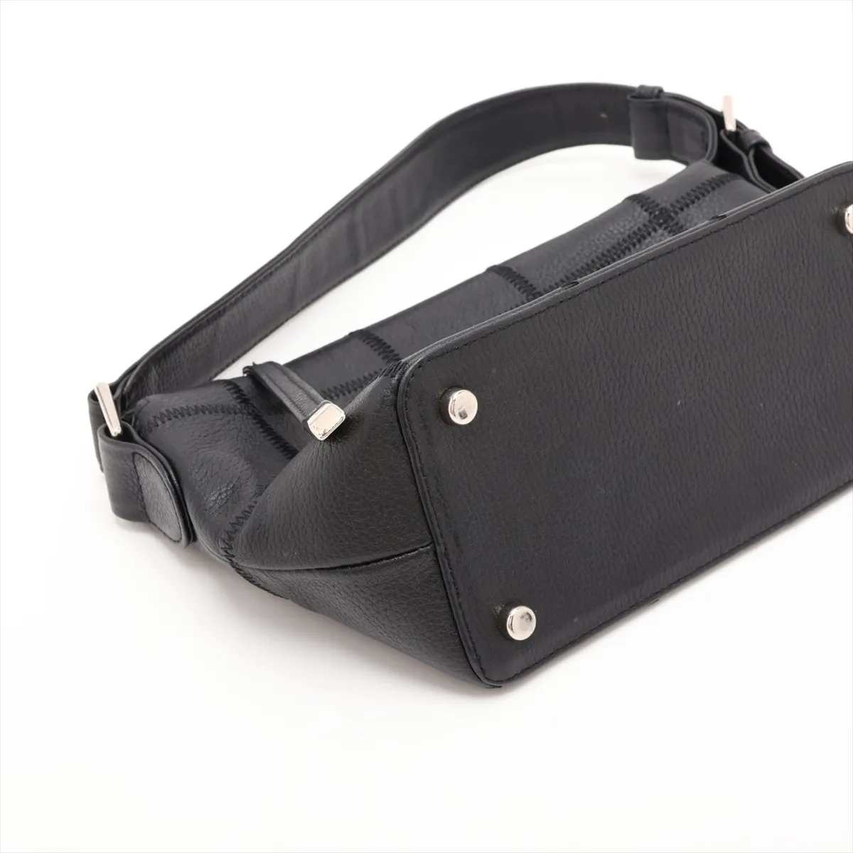 Chocolate Bar Lambskin Handbag, Wild Stitch, Black, Silver Hardware — view 4