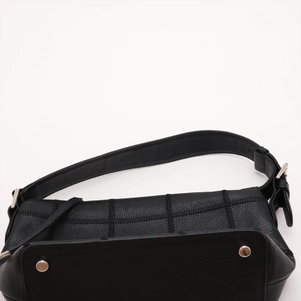 Chocolate Bar Lambskin Handbag, Wild Stitch, Black, Silver Hardware — view 6
