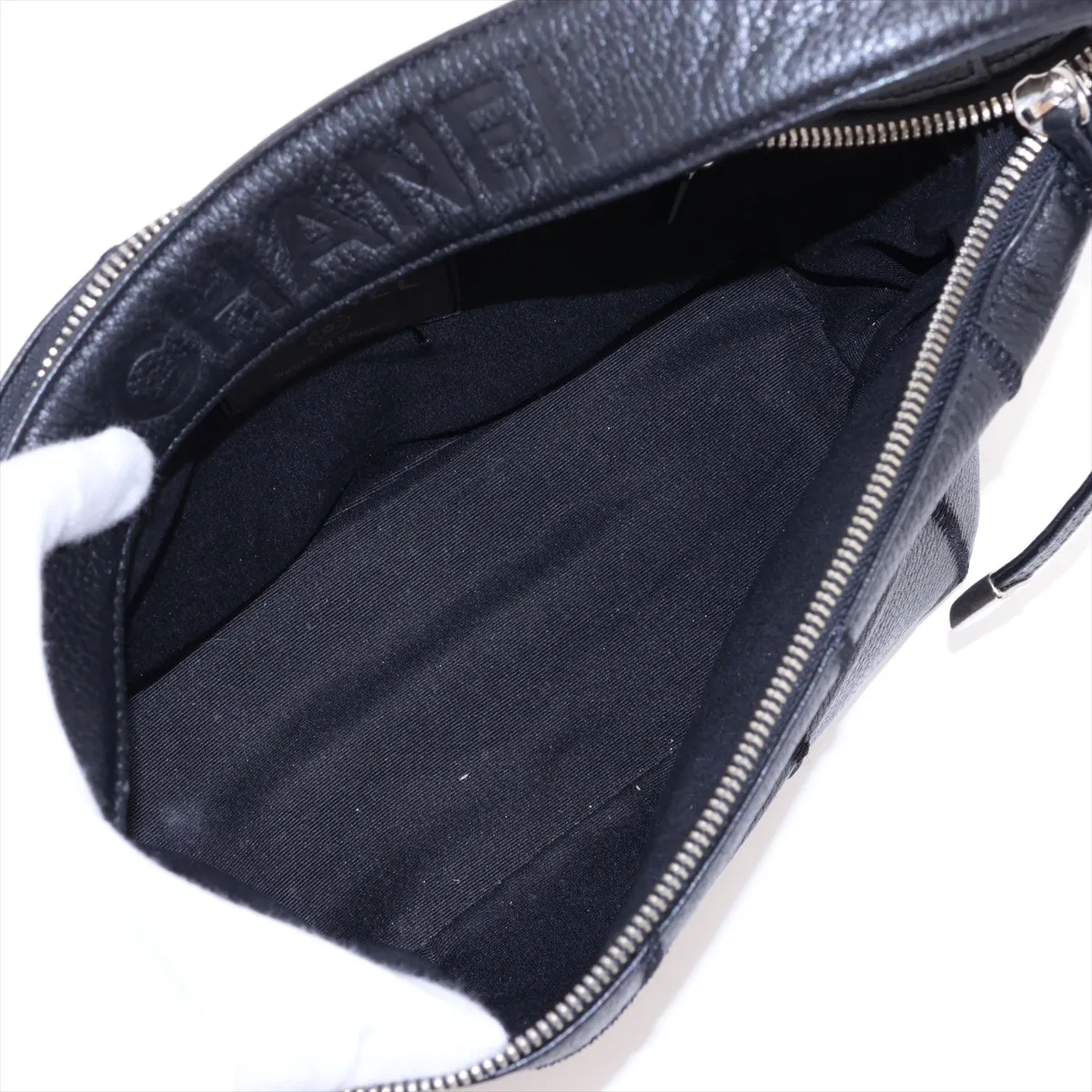 Chocolate Bar Lambskin Handbag, Wild Stitch, Black, Silver Hardware — view 7
