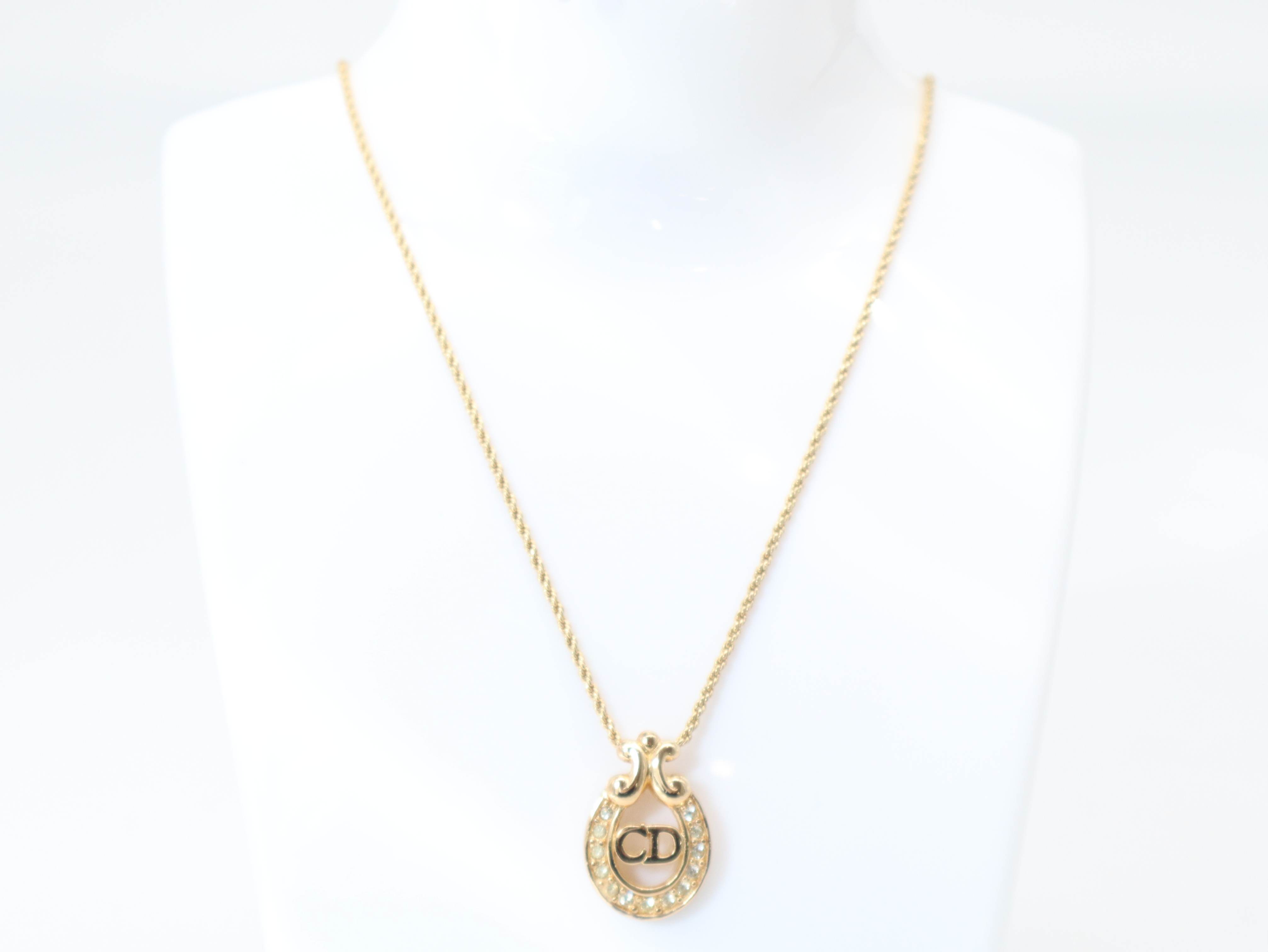 CD Icon Rhinestone GP Necklace — view 3