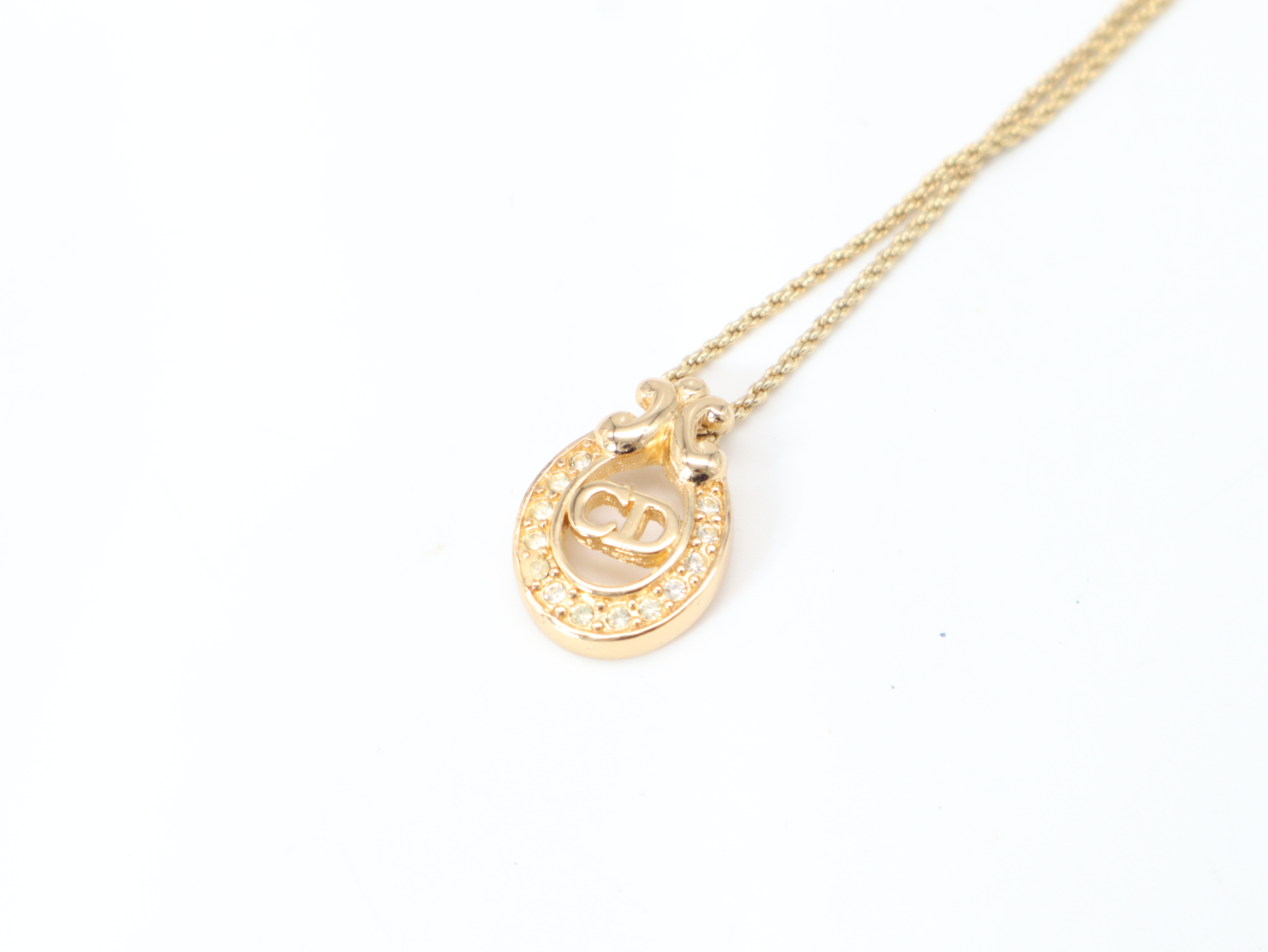 CD Icon Rhinestone GP Necklace — view 5