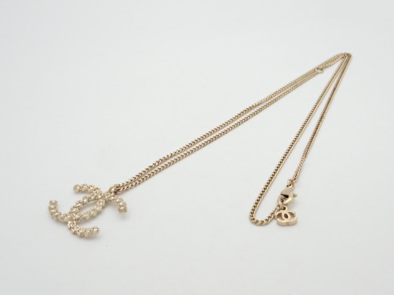 necklace, Coco Mark, rhinestones, gold, A18B, width 2.8cm — view 3