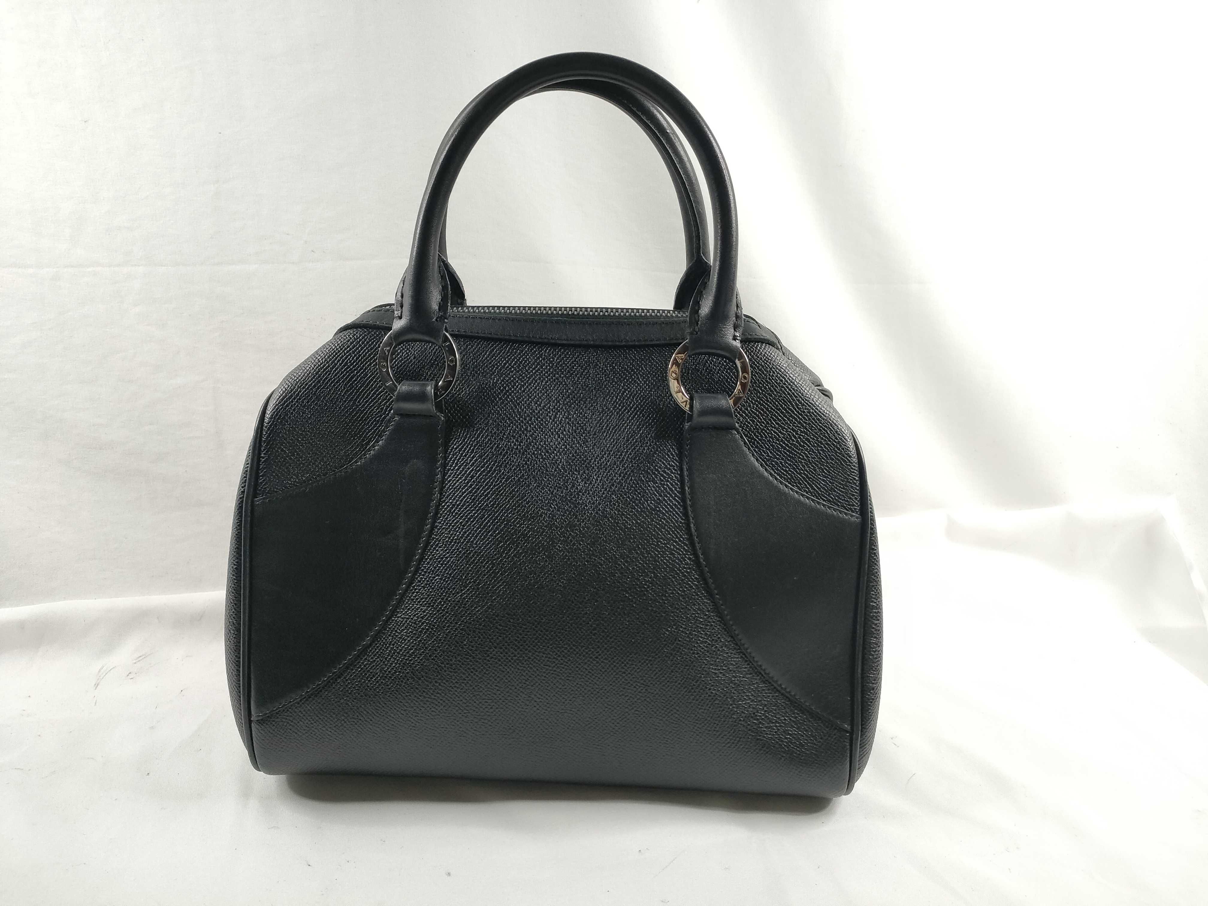 Bulgari Circle Logo Mini Boston Bag Black Handbag