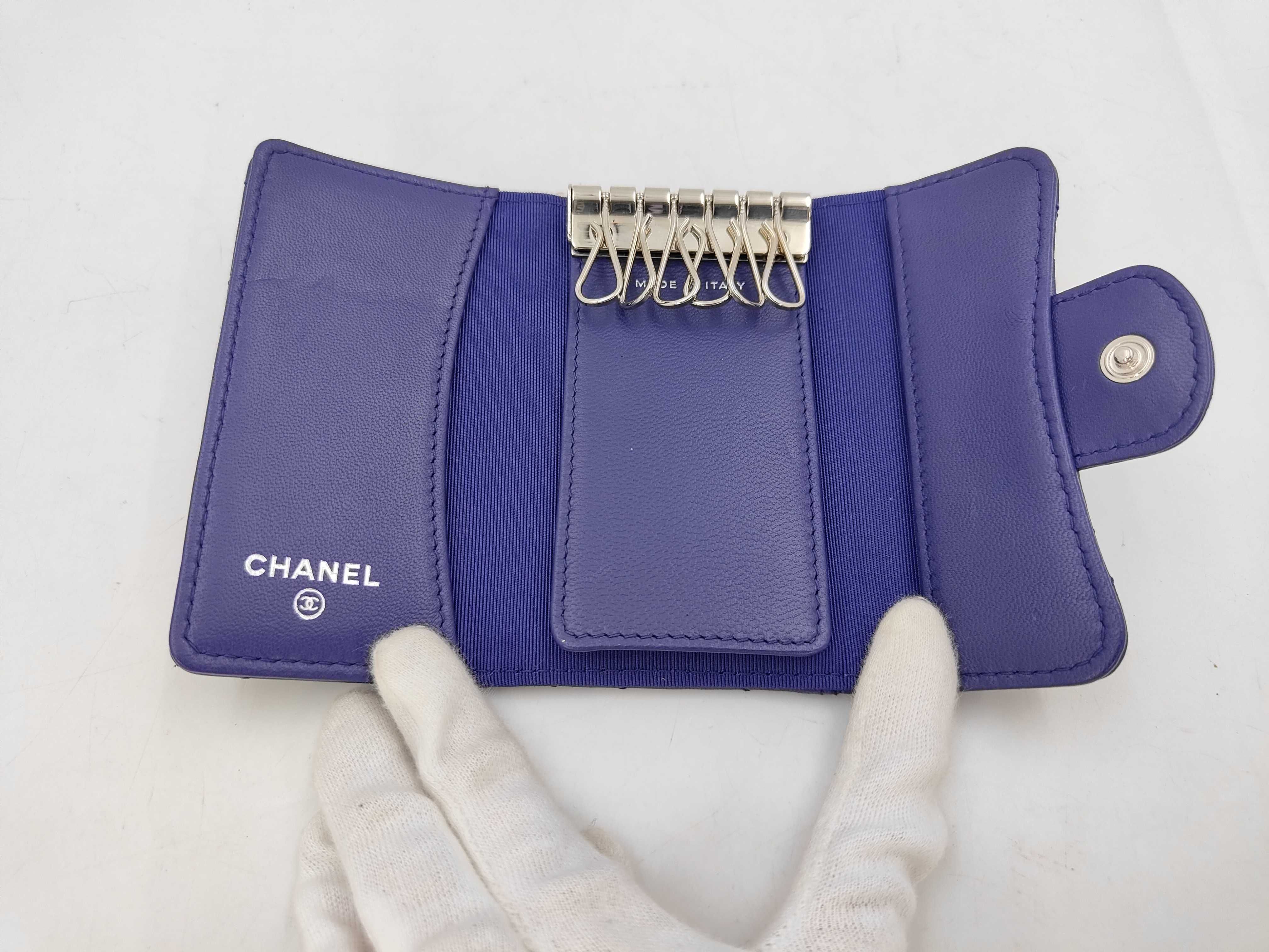 Matelassé Key Case/Key Ring, Lambskin Leather Key Case — view 3