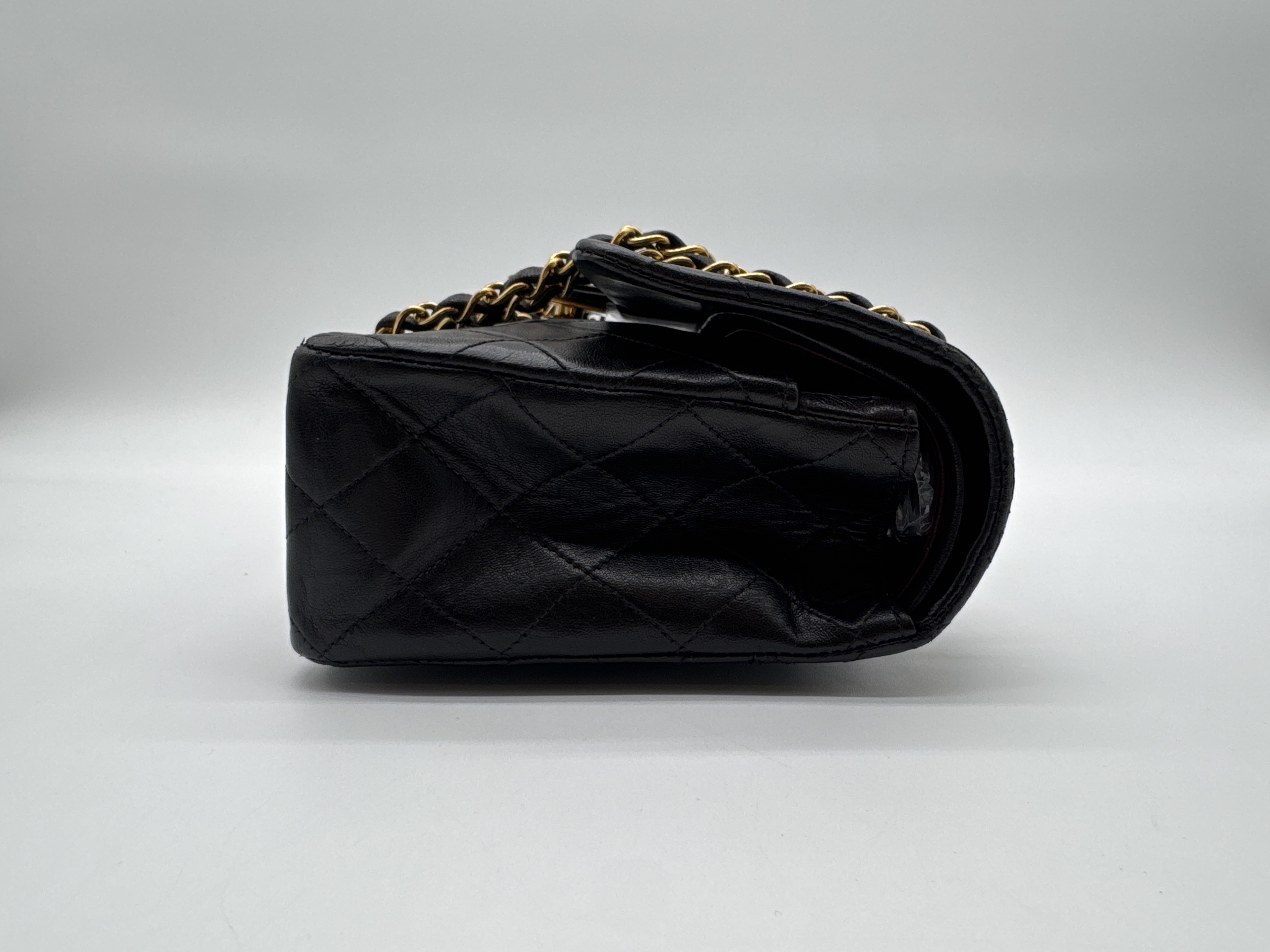 Matelassé Double Flap Black Shoulder Bag — view 3