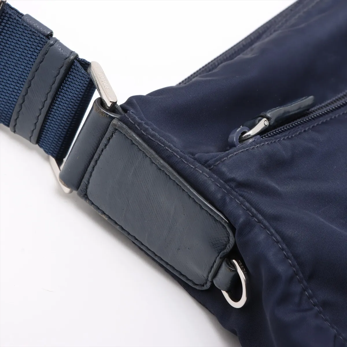Tessuto Nylon x Leather Shoulder Bag Navy — view 11