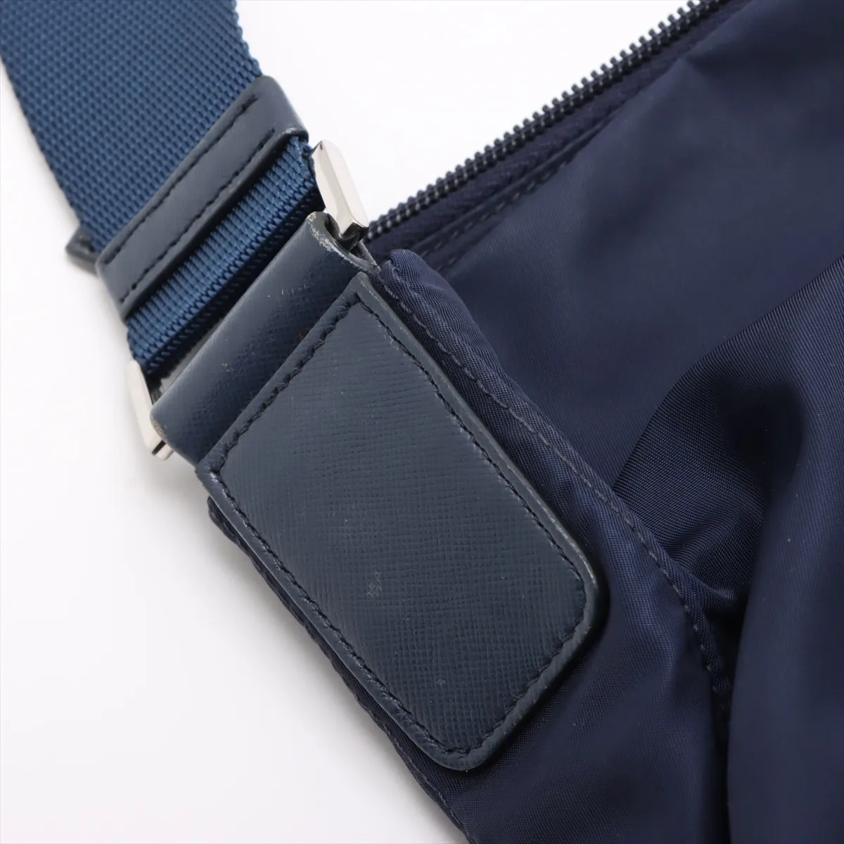 Tessuto Nylon x Leather Shoulder Bag Navy — view 12