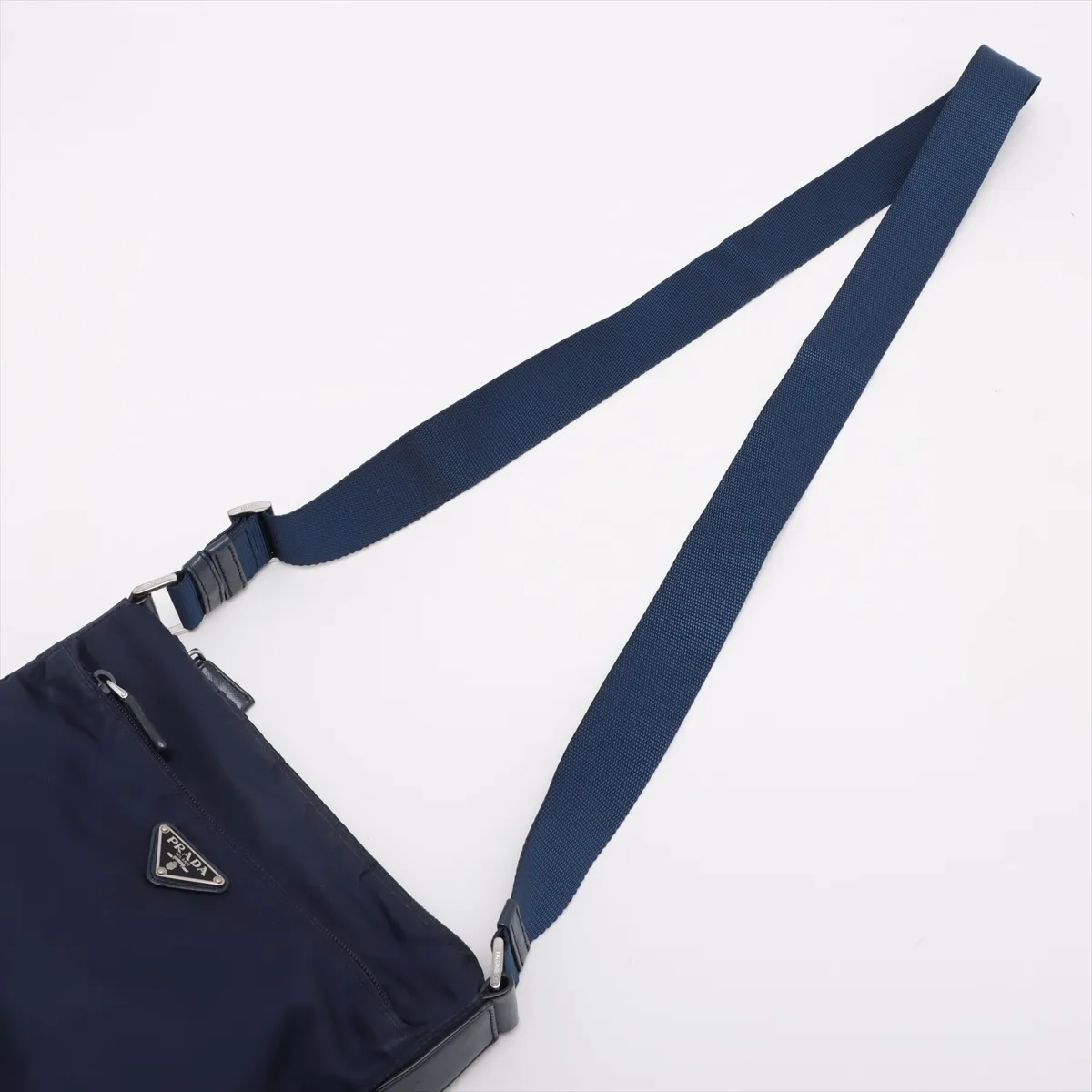 Tessuto Nylon x Leather Shoulder Bag Navy — view 5