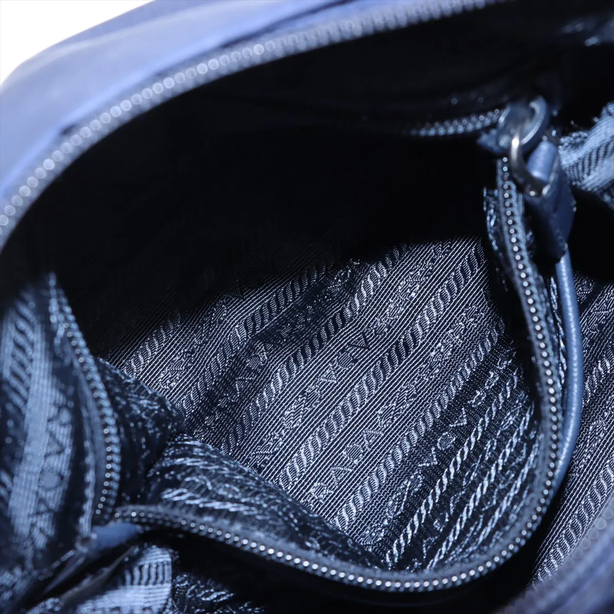 Tessuto Nylon x Leather Shoulder Bag Navy — view 7