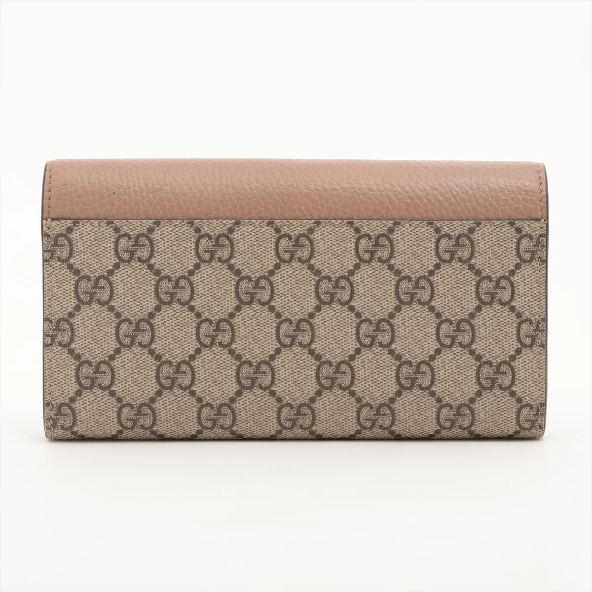 GG Marmont 456116 PVC x Leather Long Wallet, Beige — view 2