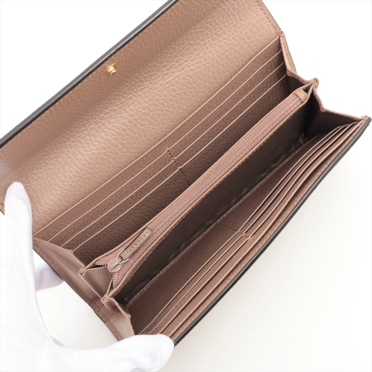 GG Marmont 456116 PVC x Leather Long Wallet, Beige — view 4