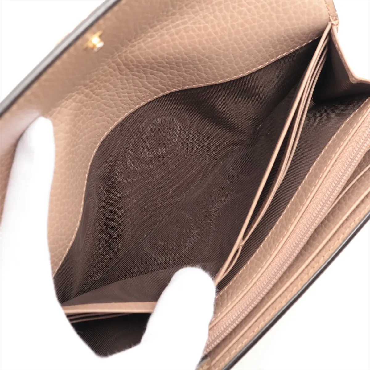 GG Marmont 456116 PVC x Leather Long Wallet, Beige — view 5