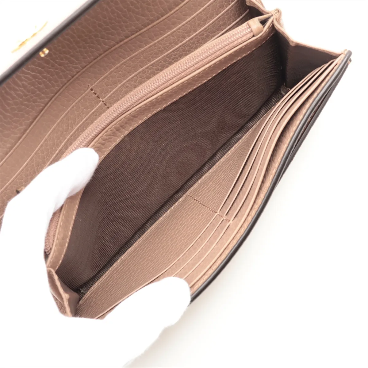 GG Marmont 456116 PVC x Leather Long Wallet, Beige — view 7