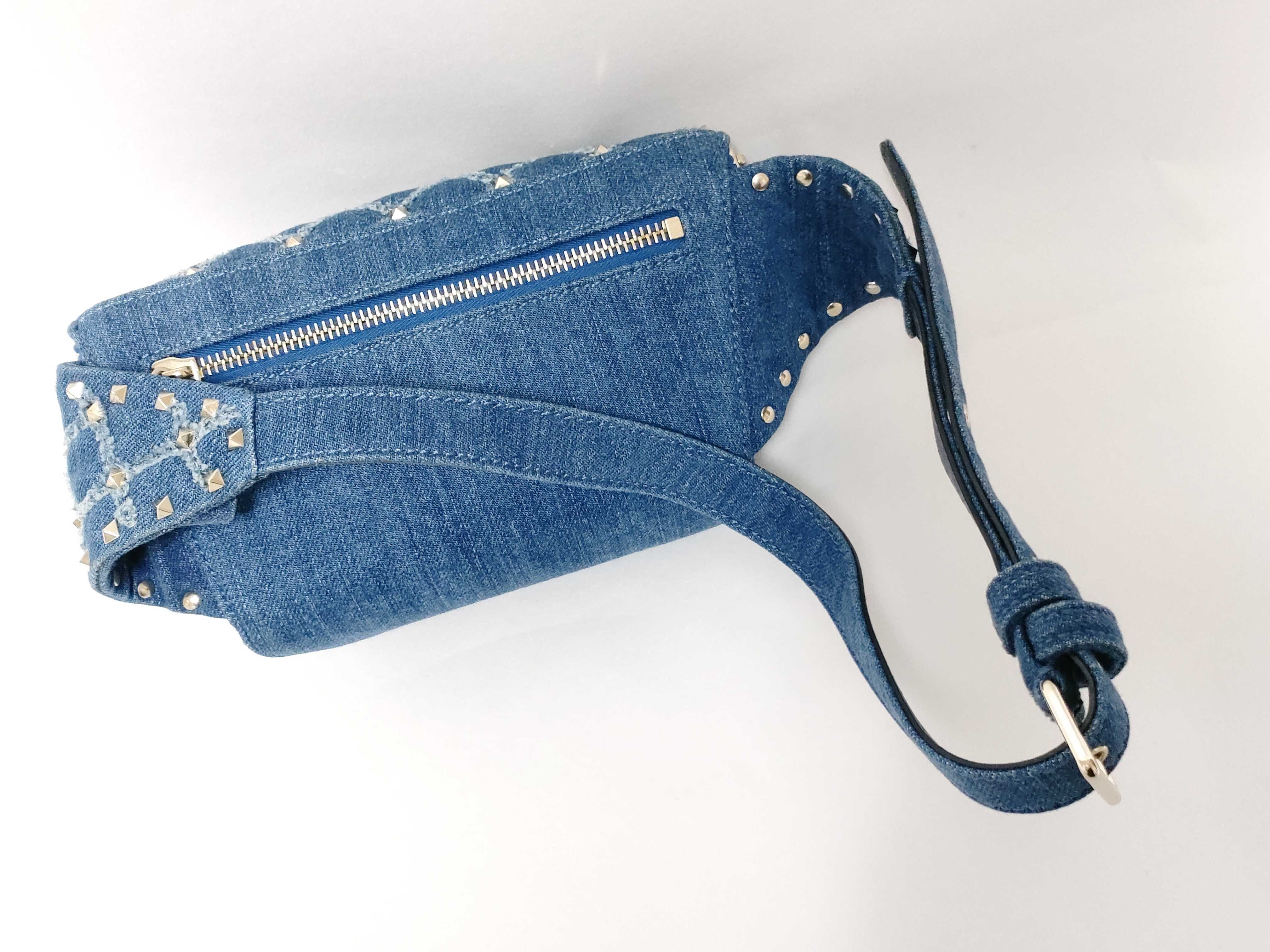 Studded Blue Denim Waist Bag Body Bag — view 3