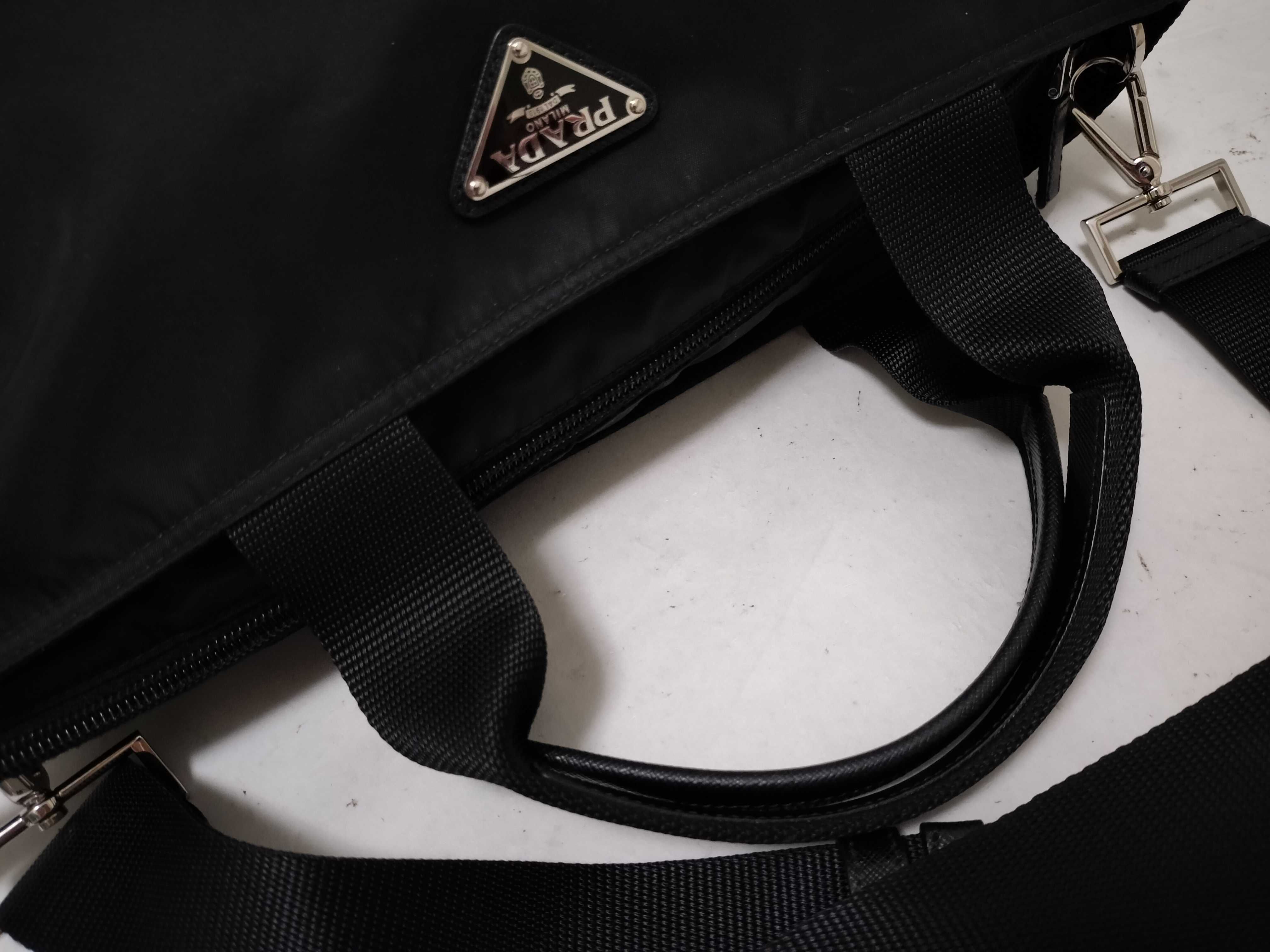 Nylon KR-Tessuto Nylon & Leather 2-Way Handbag Black 1BG867 Handbag — view 3