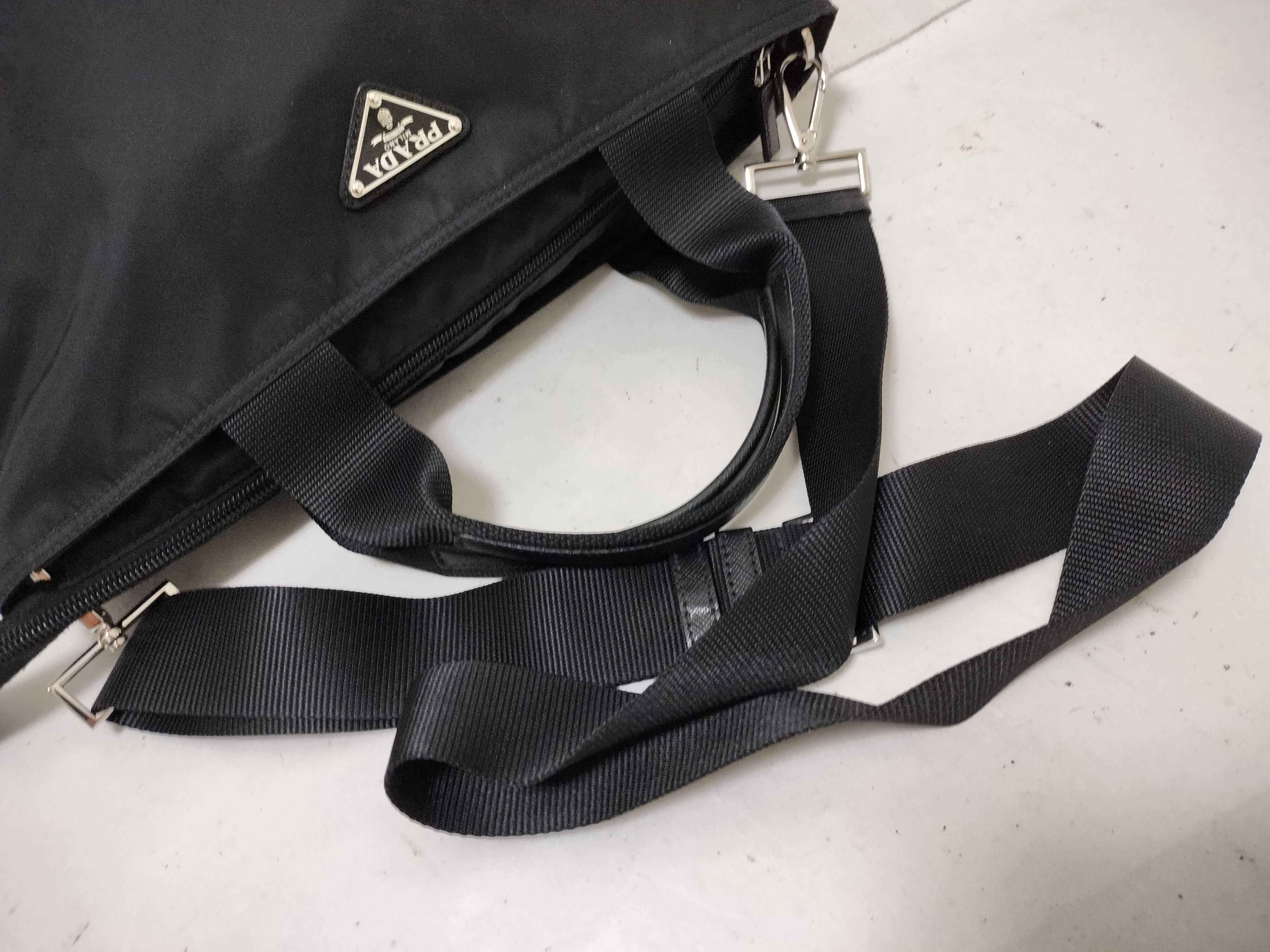 Nylon KR-Tessuto Nylon & Leather 2-Way Handbag Black 1BG867 Handbag — view 6
