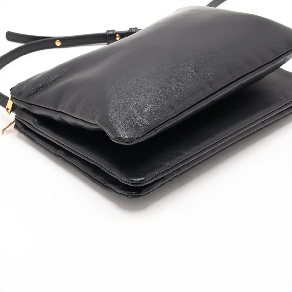 Trio Leather Shoulder Bag, Black — view 4