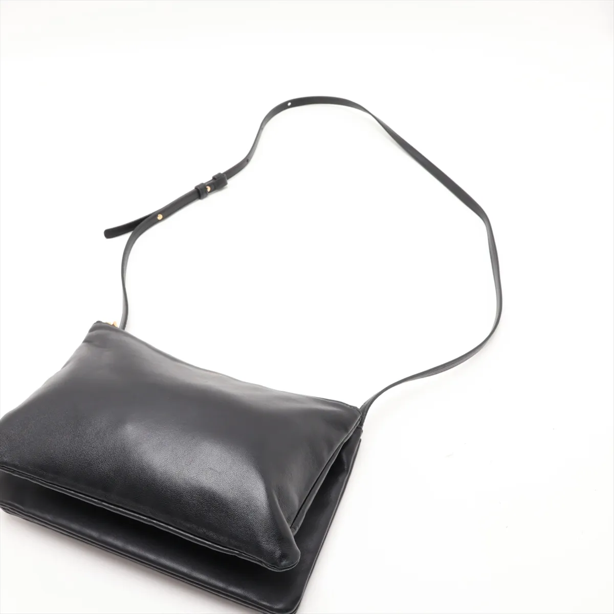 Trio Leather Shoulder Bag, Black — view 5