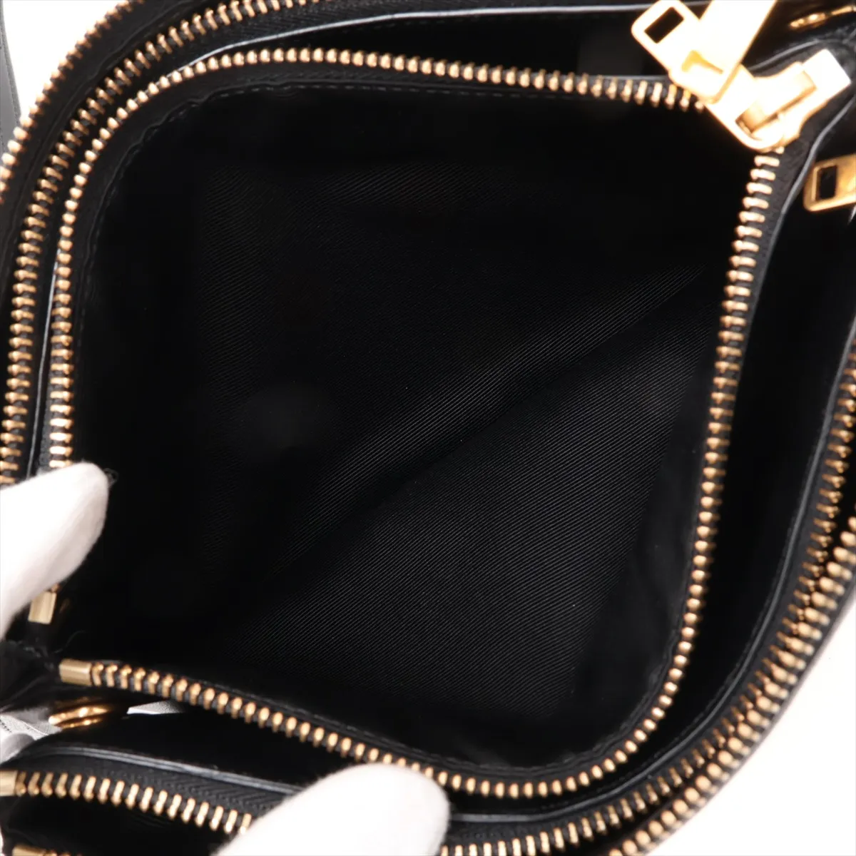 Trio Leather Shoulder Bag, Black — view 7