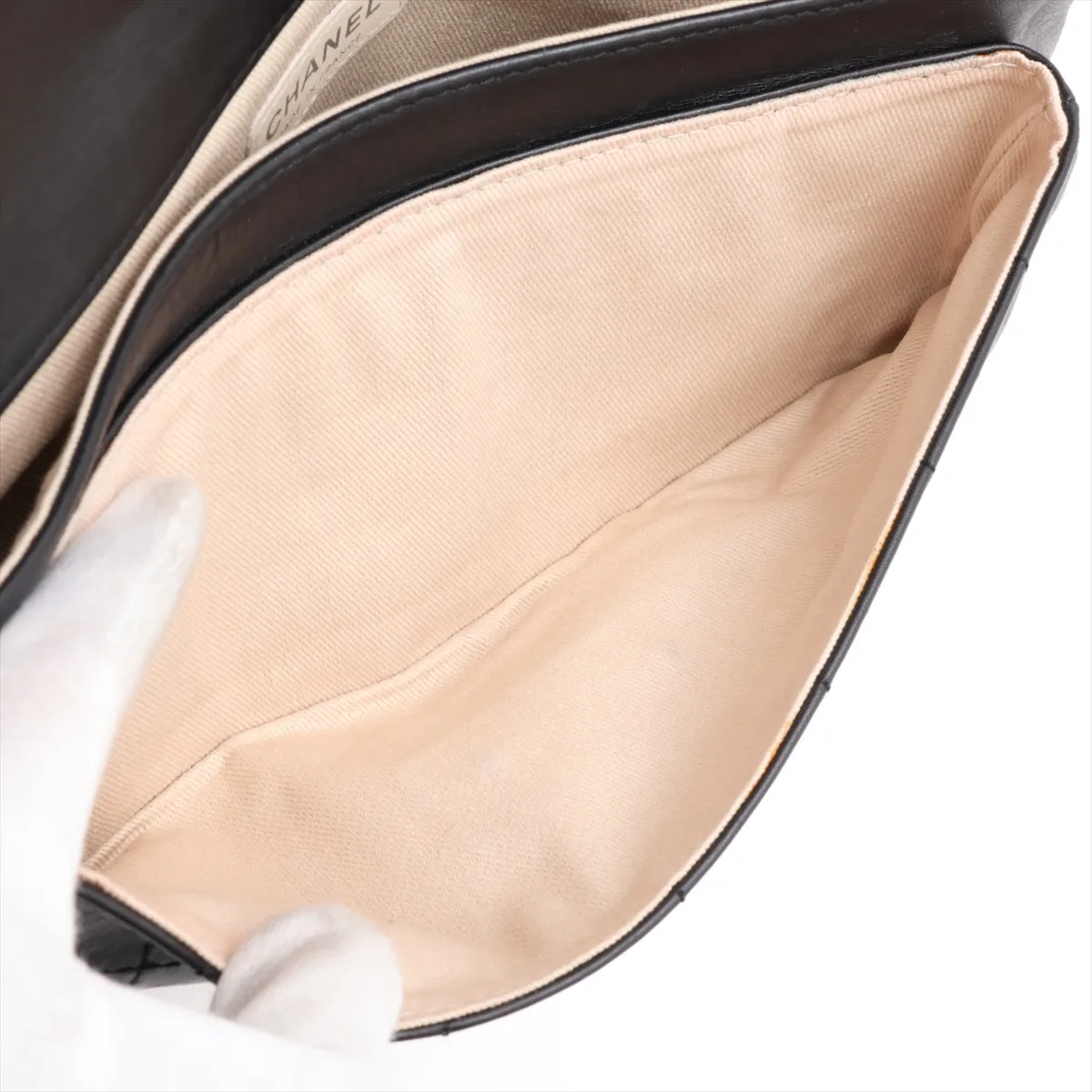 2.55 Leather Shoulder Bag, Chocolate Bar Pattern, Black with Silver Hardware, Item Number 8269843 (Serial Number 8) — view 7