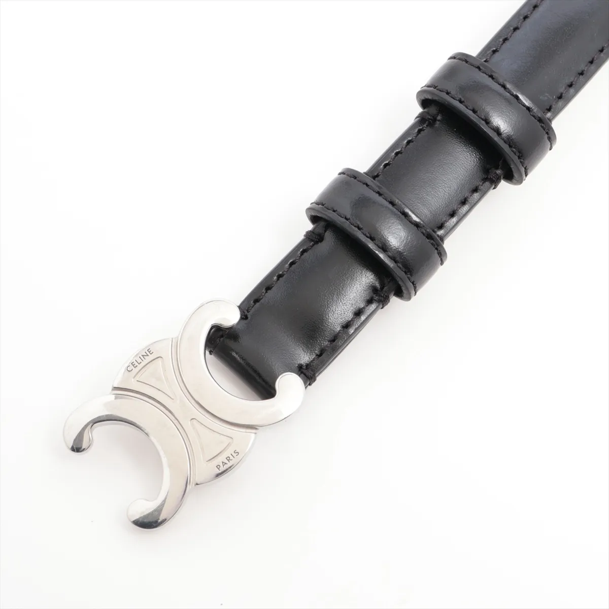 Triomphe Belt 75 GP×Leather Black×Silver — view 2