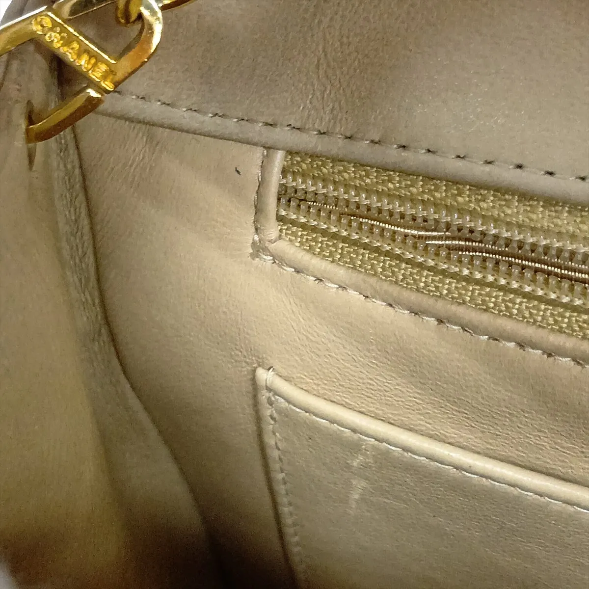 Matelassé Lambskin Single Flap Single Chain Bag, Diana Flap, Beige, Gold Hardware — view 15