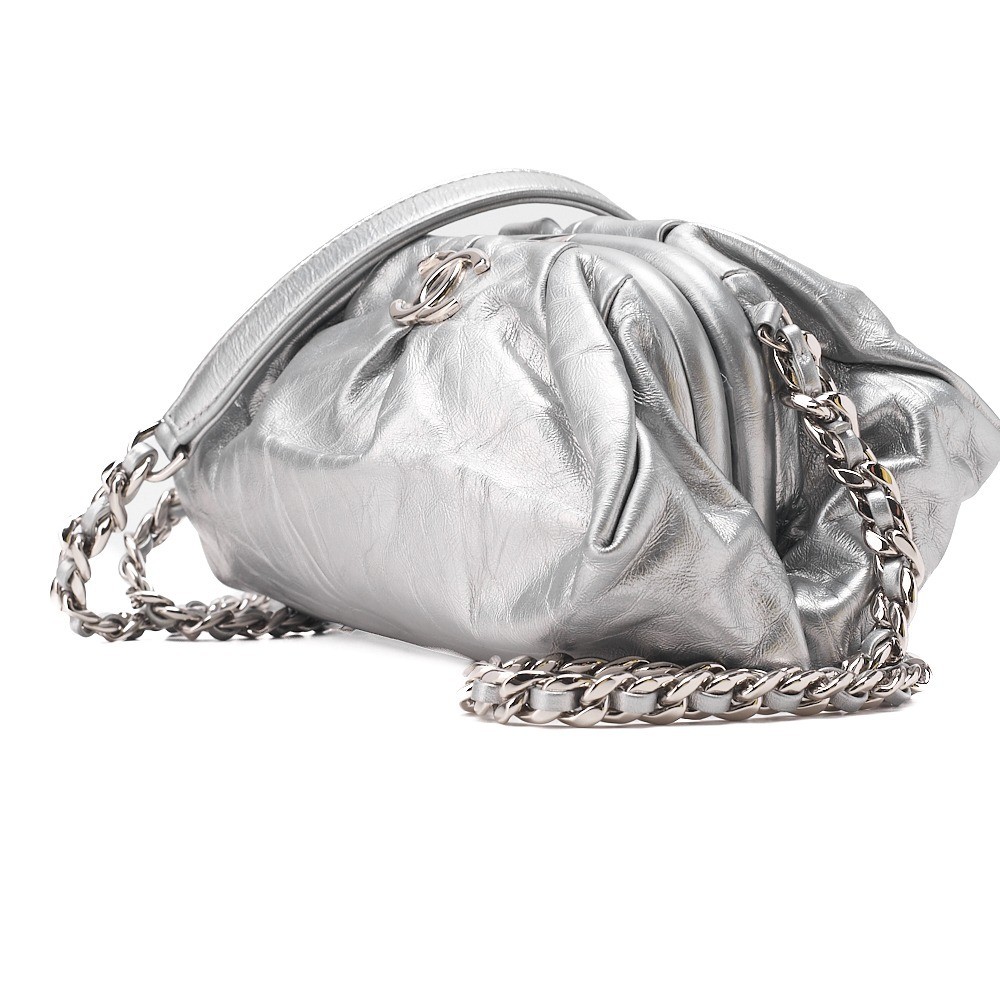 Lambskin, Coco Mark, coin purse, chain shoulder bag, silver, SV hardware, serial number 31. — view 3