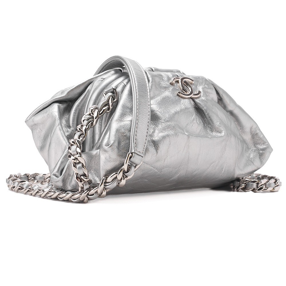Lambskin, Coco Mark, coin purse, chain shoulder bag, silver, SV hardware, serial number 31. — view 4