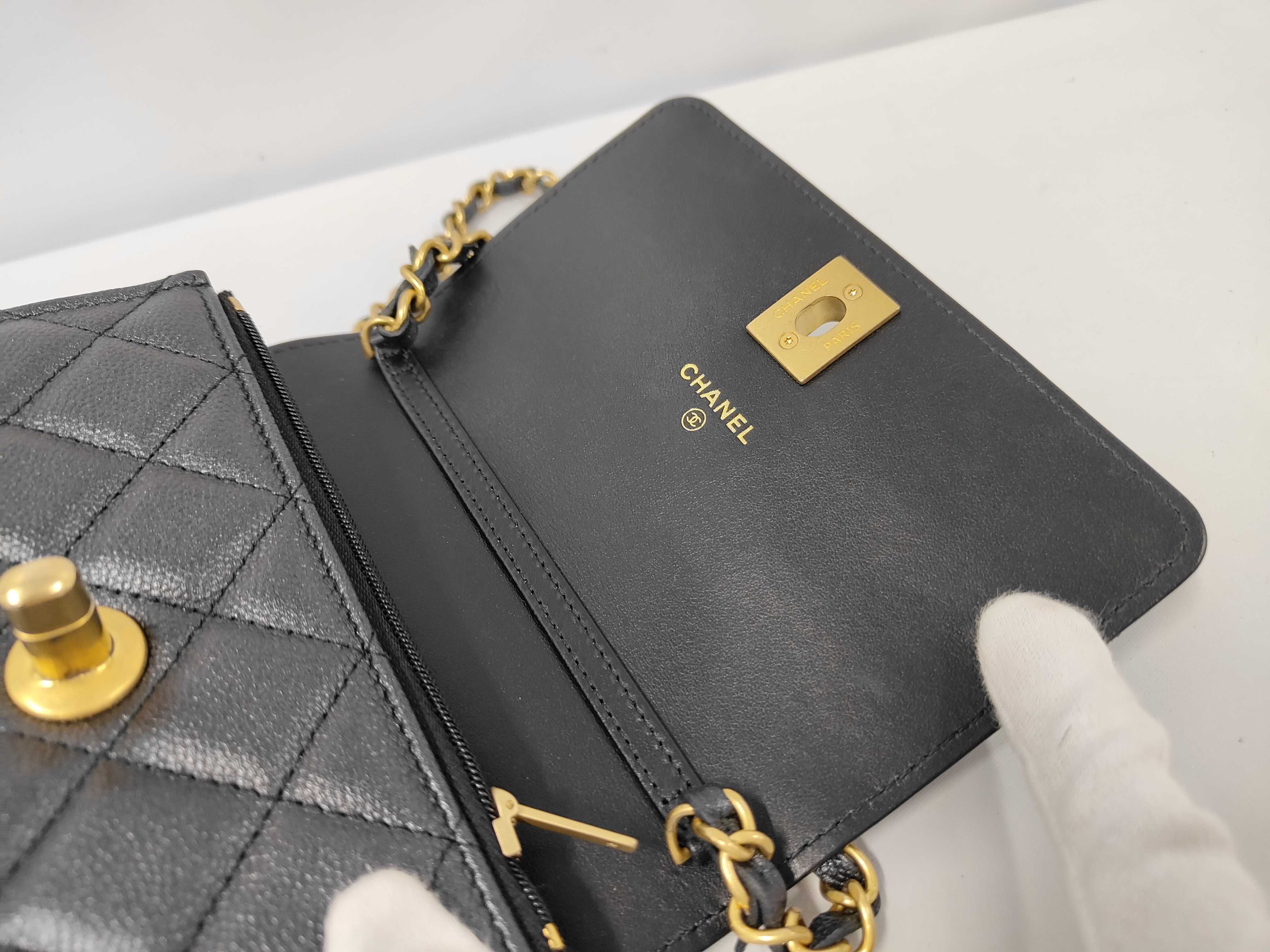 Caviar Skin Matelassé Chain Shoulder Bag — view 7