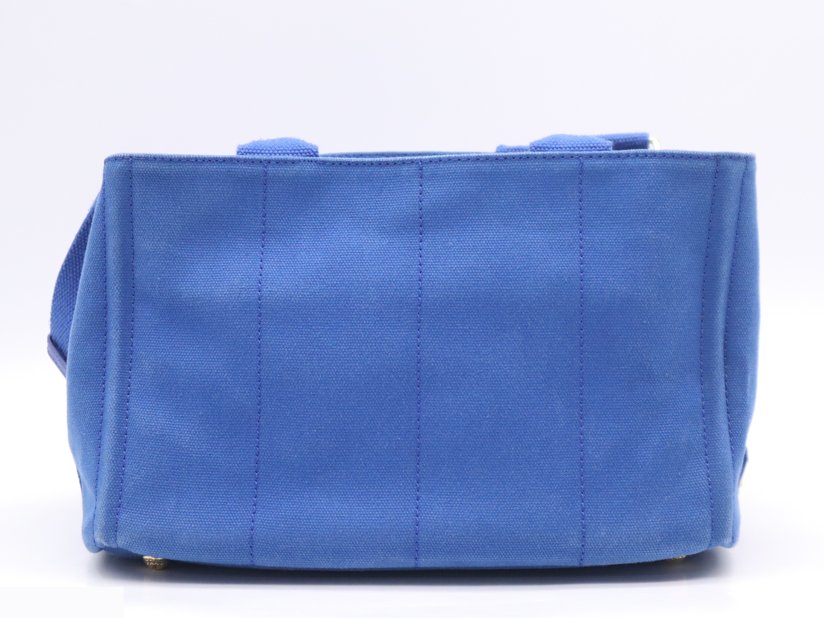 Denim Canapa Tote Bag, MINI size, Blue, Gold Hardware, with Shoulder Strap — view 2