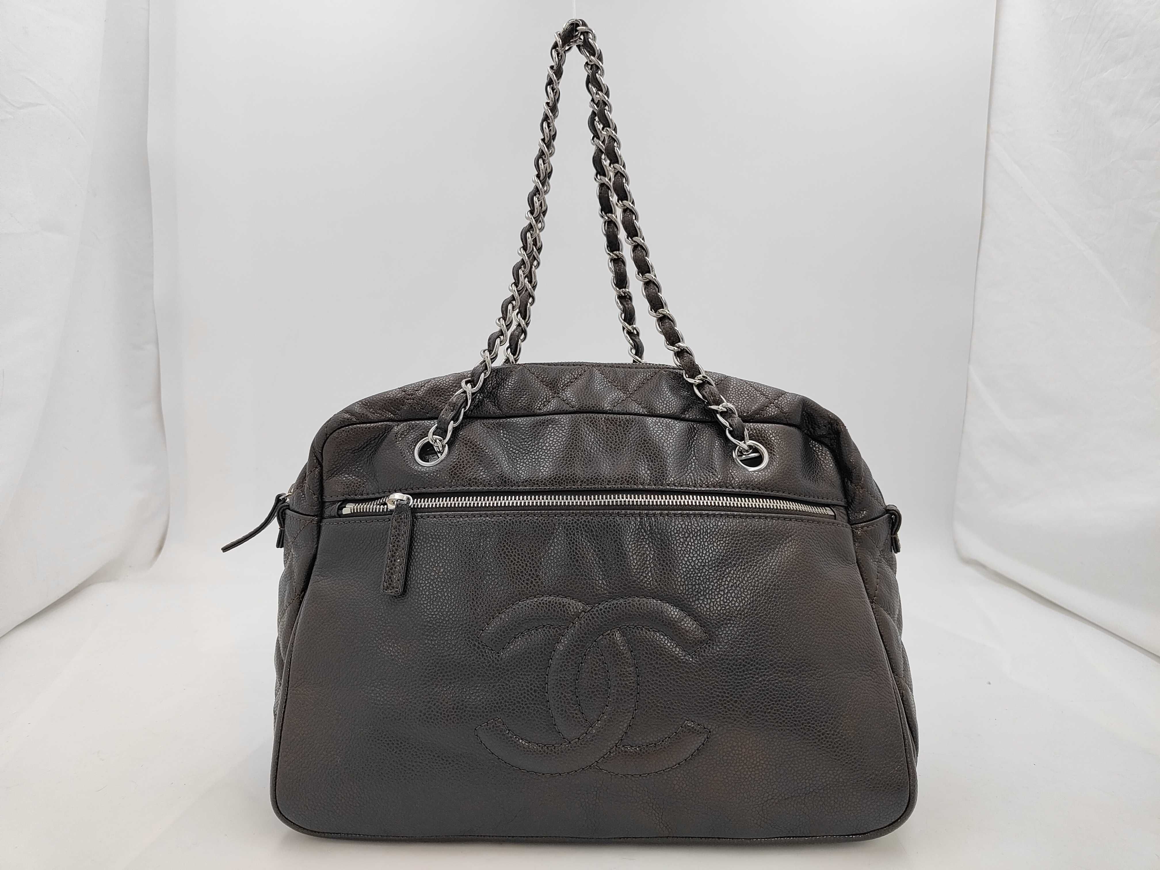 PH - Large Luxe Ligne Bowler Shoulder Bag Leather Dark Brown Tote Bag