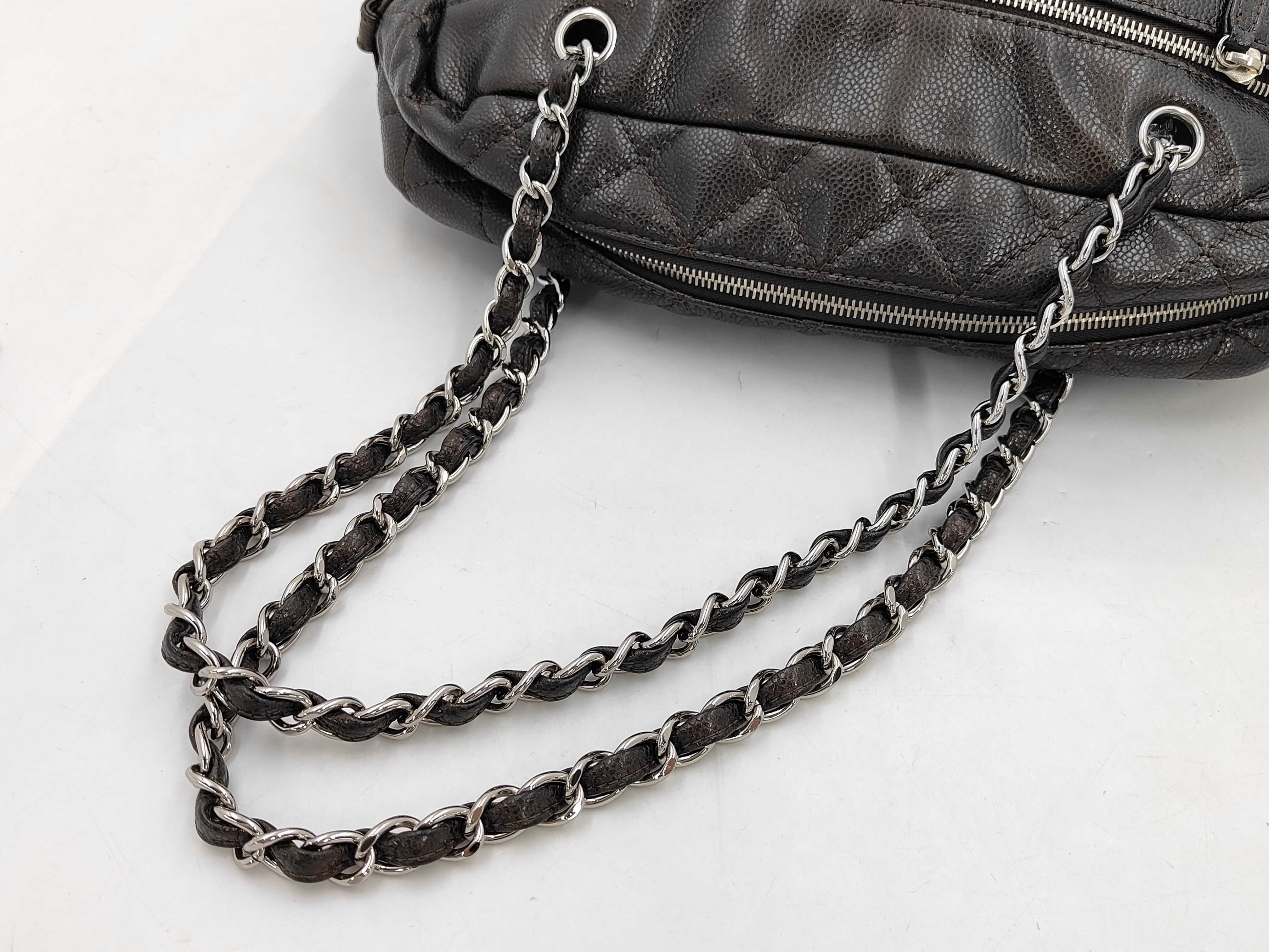PH - Large Luxe Ligne Bowler Shoulder Bag Leather Dark Brown Tote Bag — view 3
