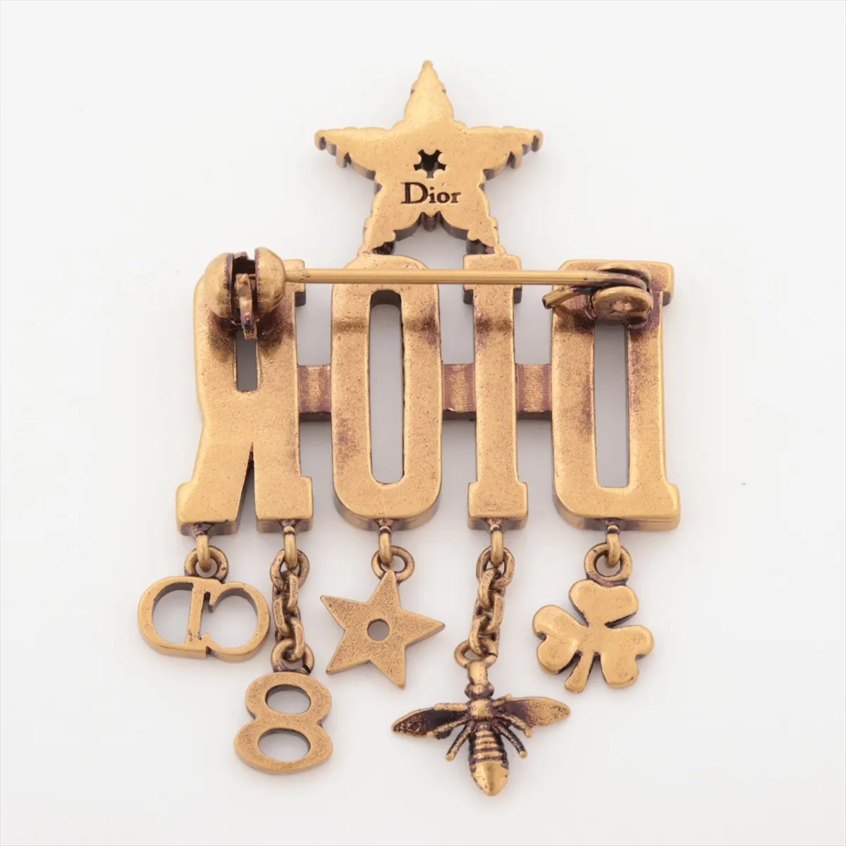 brooch, gold plated with rhinestones. Shows signs of wear, tarnishing, — view 2