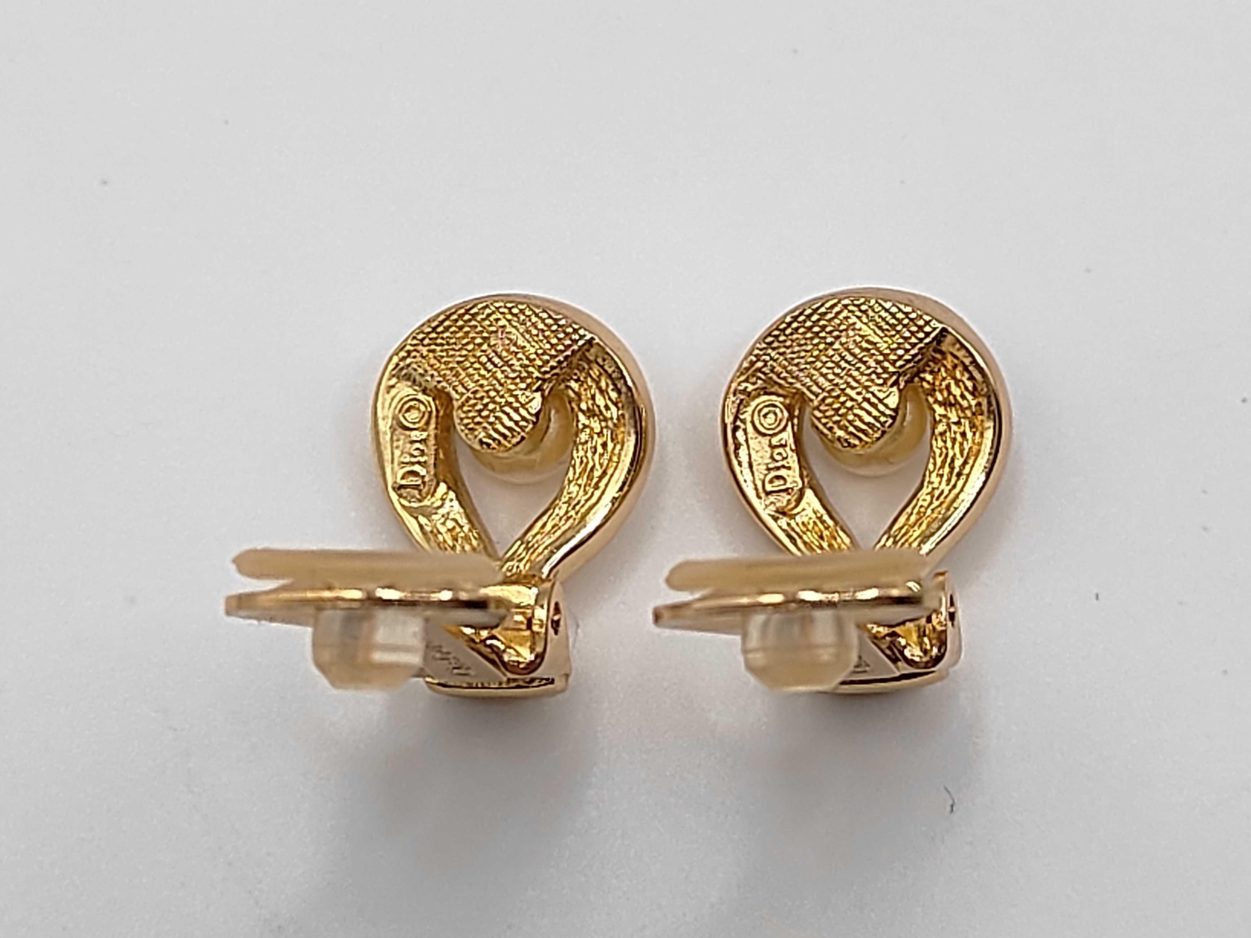 Christian Dior Pearl Rhinestone Gold Tone Earrings — view 2