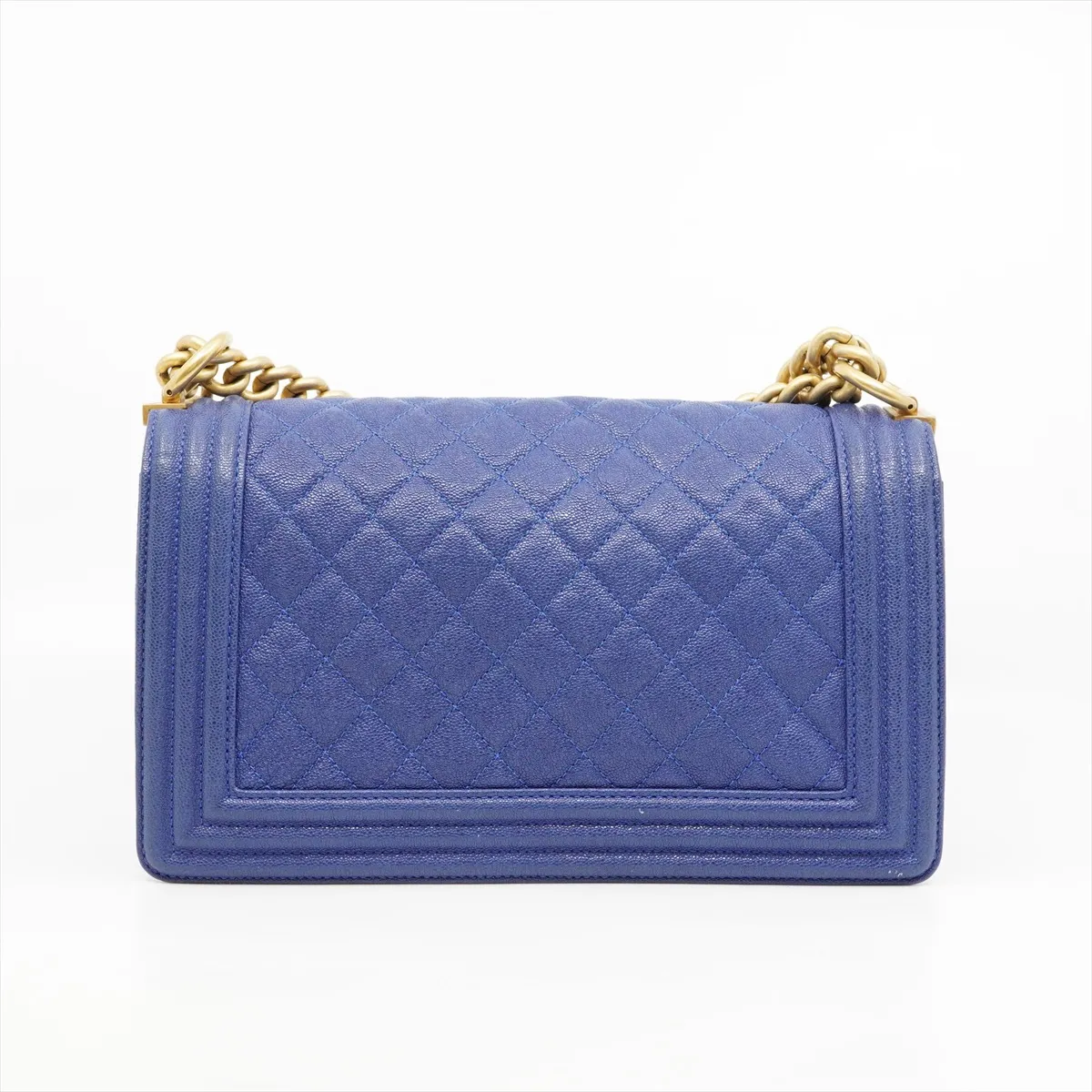 Boy Chanel 25 Caviar Skin Chain Shoulder Bag, Matelassé, Blue with Gold Hardware, 28113287 — view 2